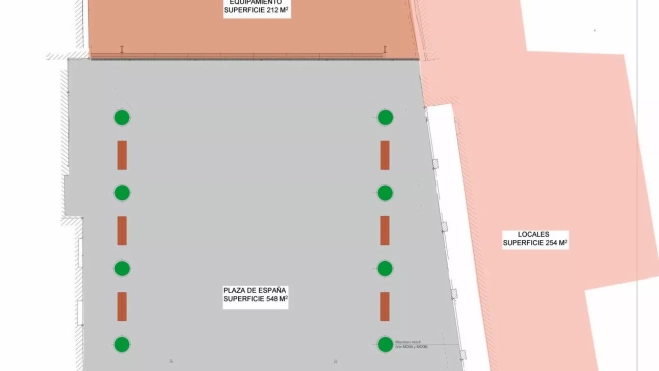 Plano de la futura Plaza de España. Plano de la futura Plaza de España.