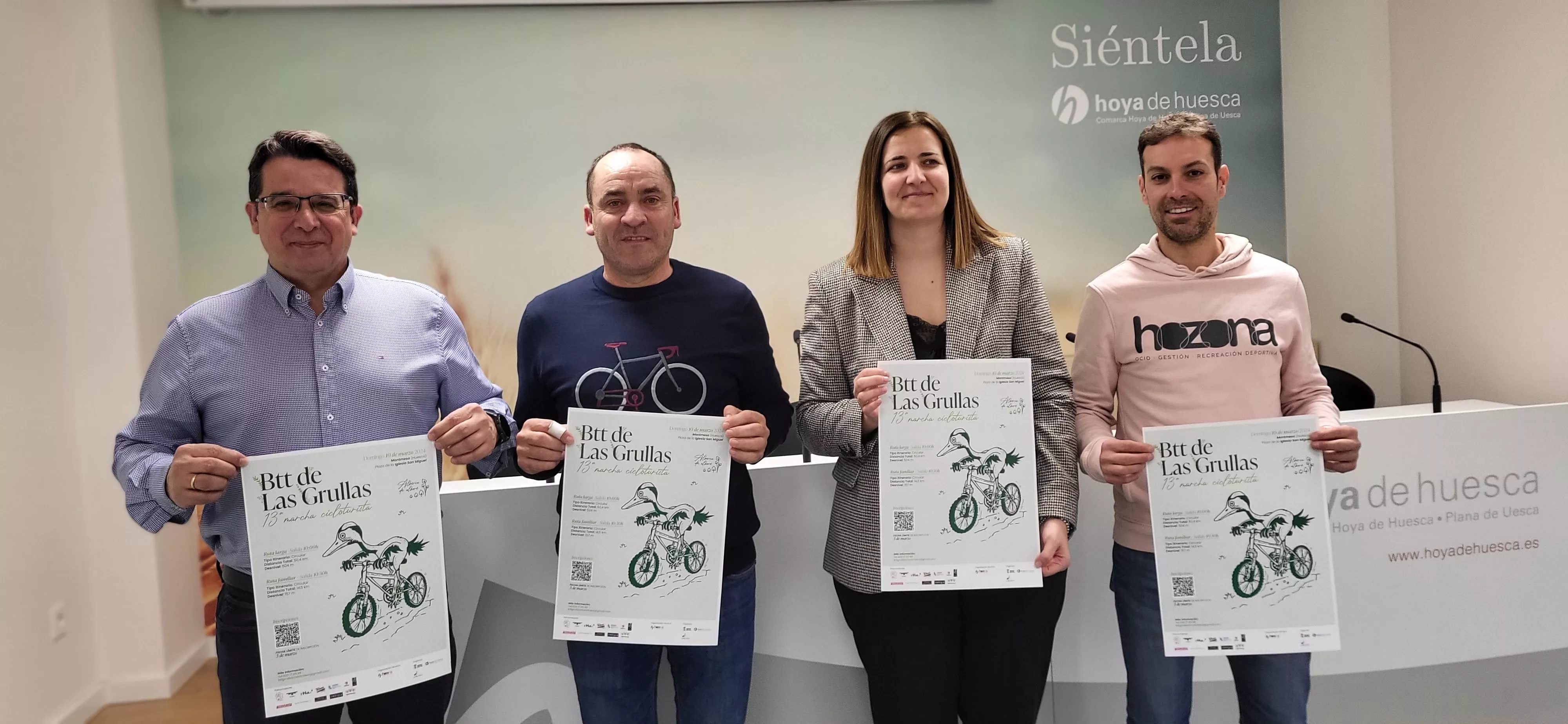 Mariano Vitalla, Daniel Reula, Mónica Soler e Iván Castro han presentado la BTT de las Grullas.