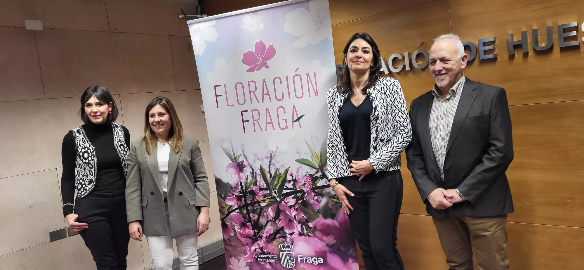 Idoya Moreno, Verónica Alins, Celsa Rufas y Javier Catalán, en la presentación de las actividades de Floración en Fraga.