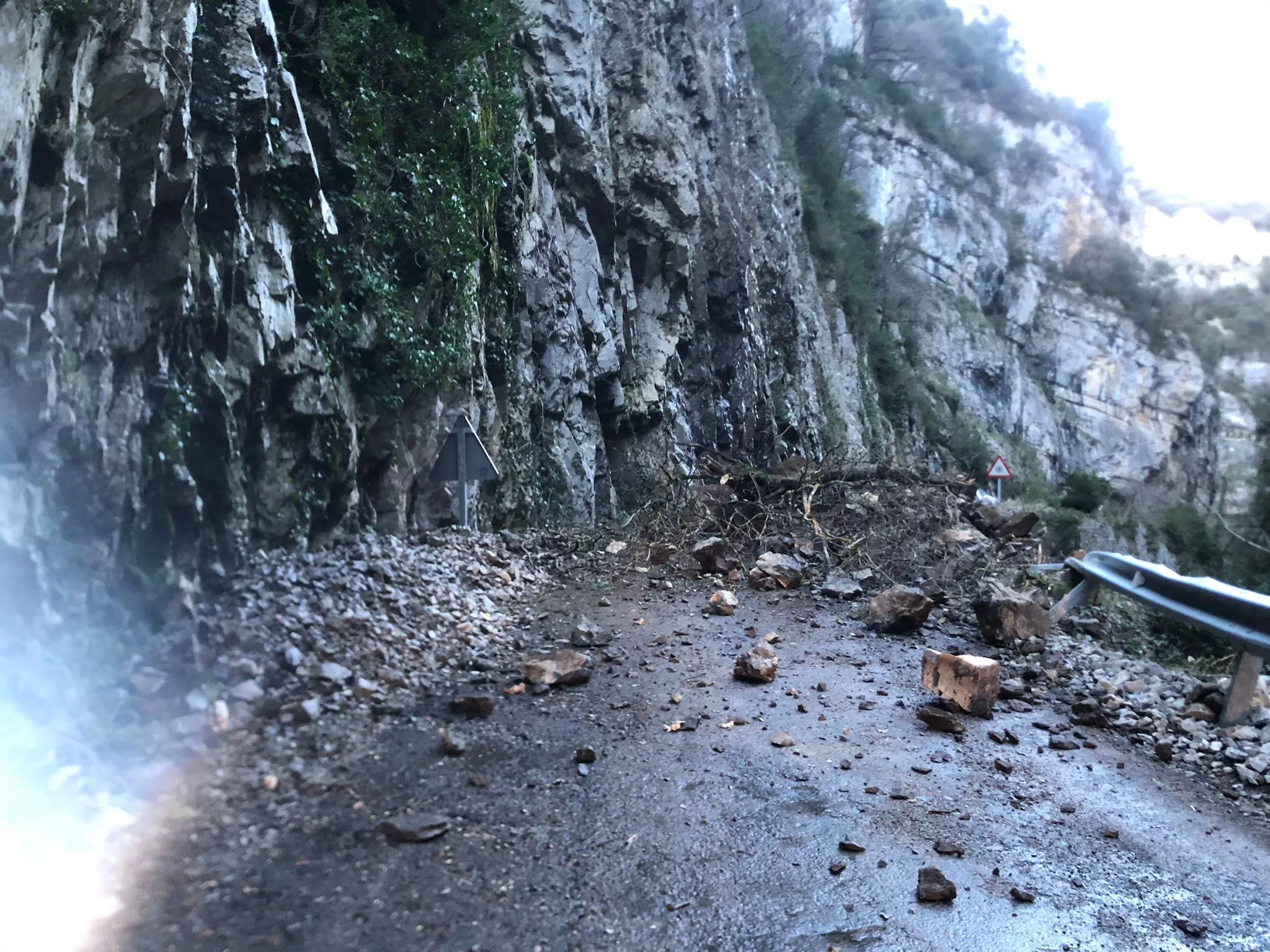 Desprendimiento que se ha producido sobre las 19.30 horas en la Foz de Biniés.