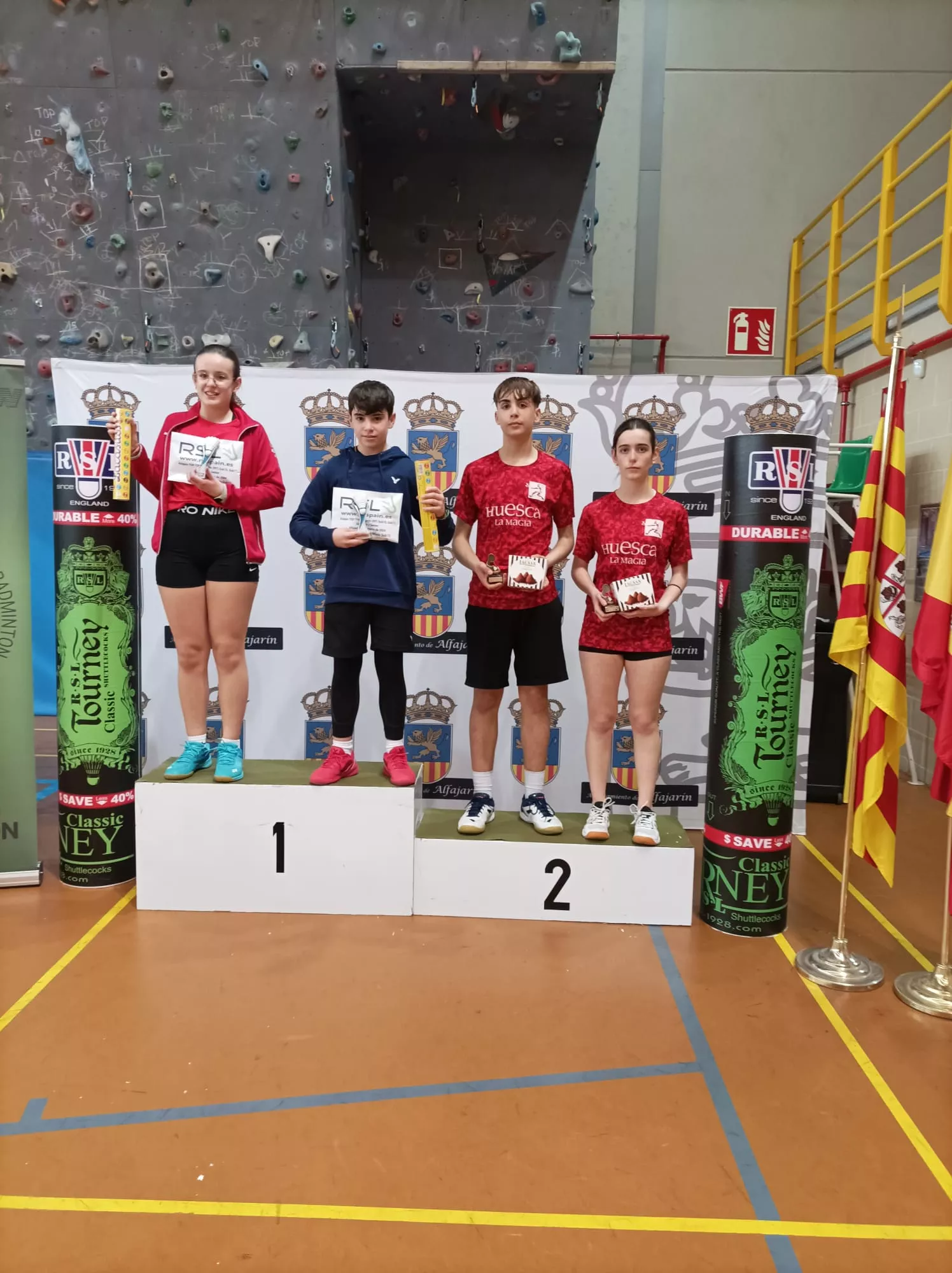 Podio Barbastro en Alfajarín con Lucía Colay-Hugo Gállego campeones