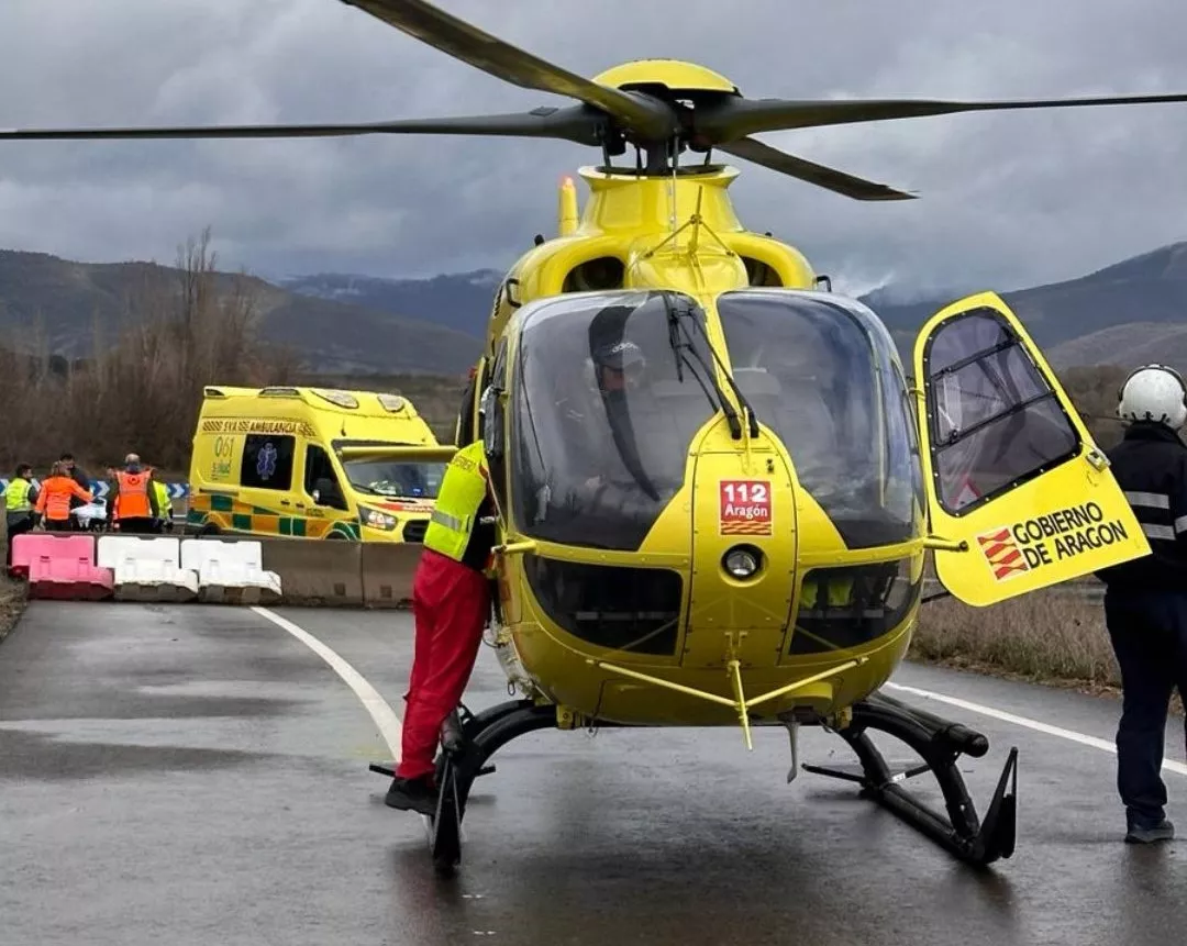 Imagen del lugar donde se ha producido el accidente en Puente la Reina de Jaca.