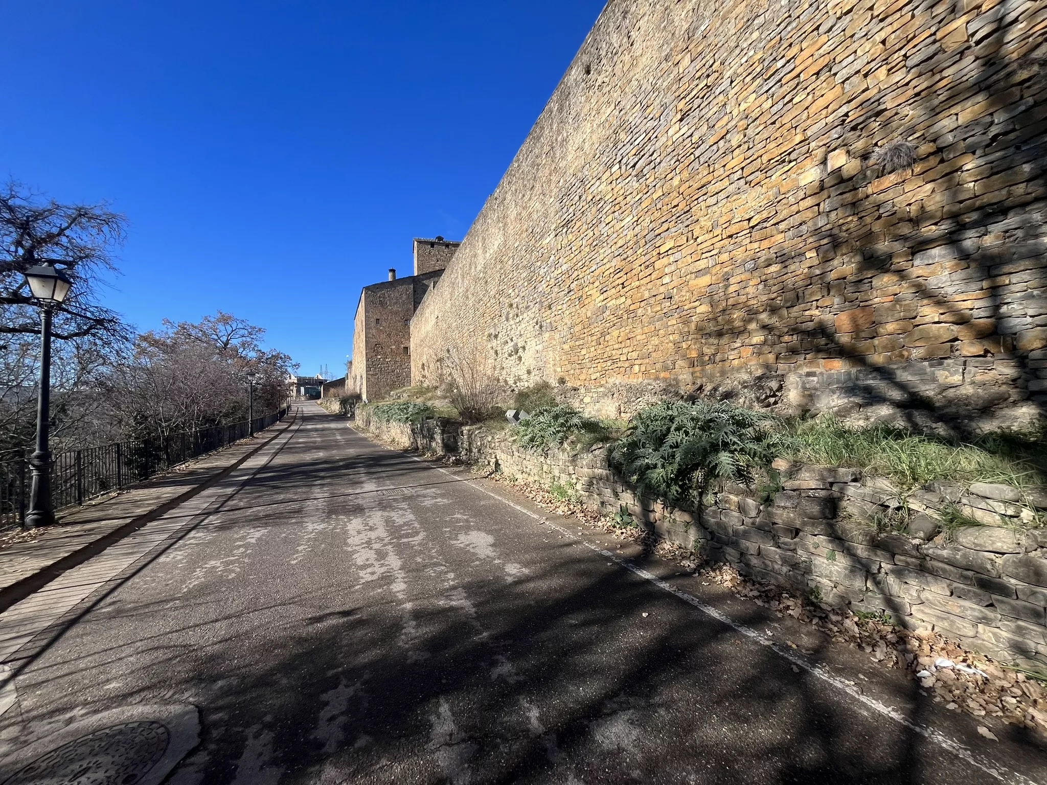 Frente sur de la muralla de Aínsa en el que se va a actuar.