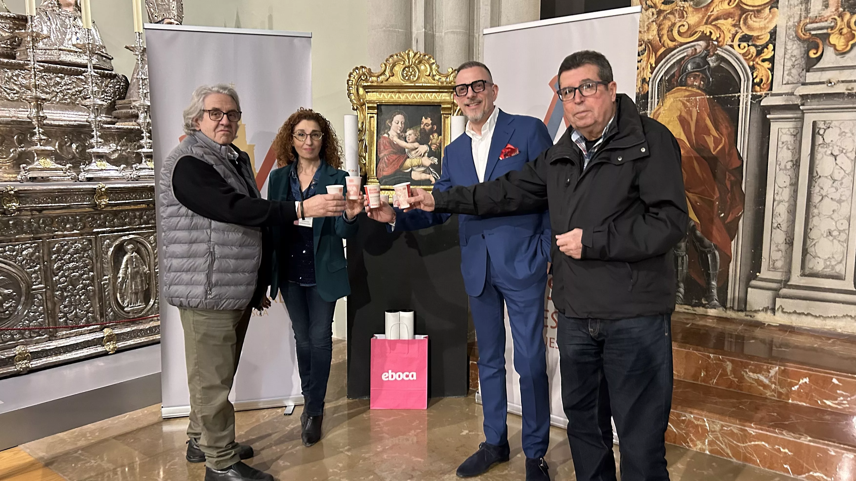 Enrique Martínez, Susana Villacampa, Raúl Benito y Blas Matas, de la Asociación de Amigos del Museo y Eboca