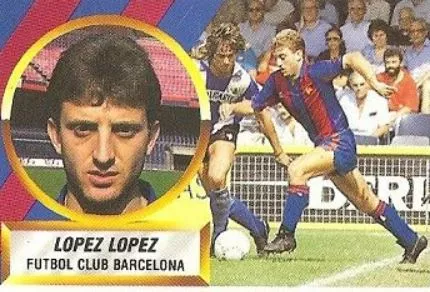 Paco López-López, en los cromos del Barcelona.
