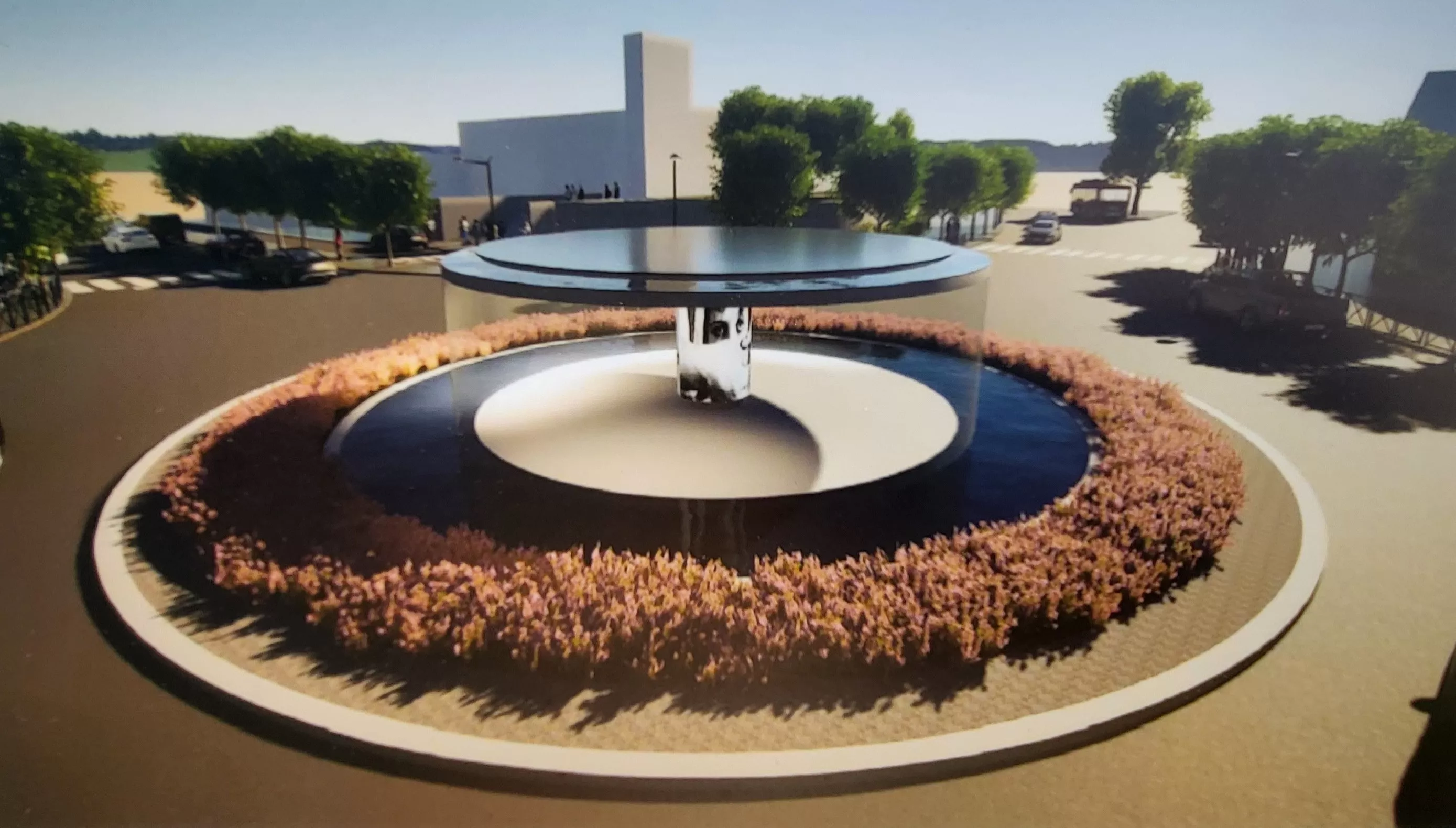 Recreación de la nueva fuente proyectada para la rotonda de la plaza Luis Buñuel.