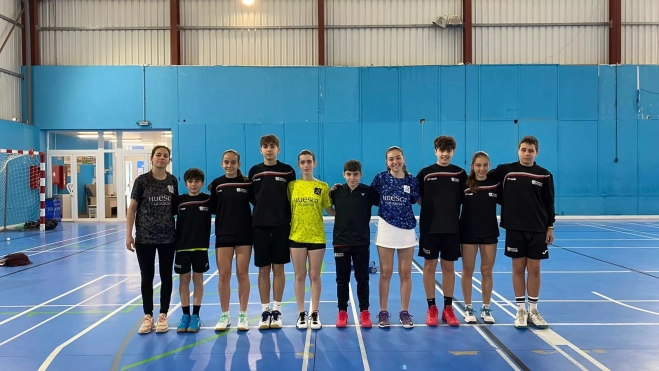 El equipo oscense en Granollers. El equipo oscense en Granollers.