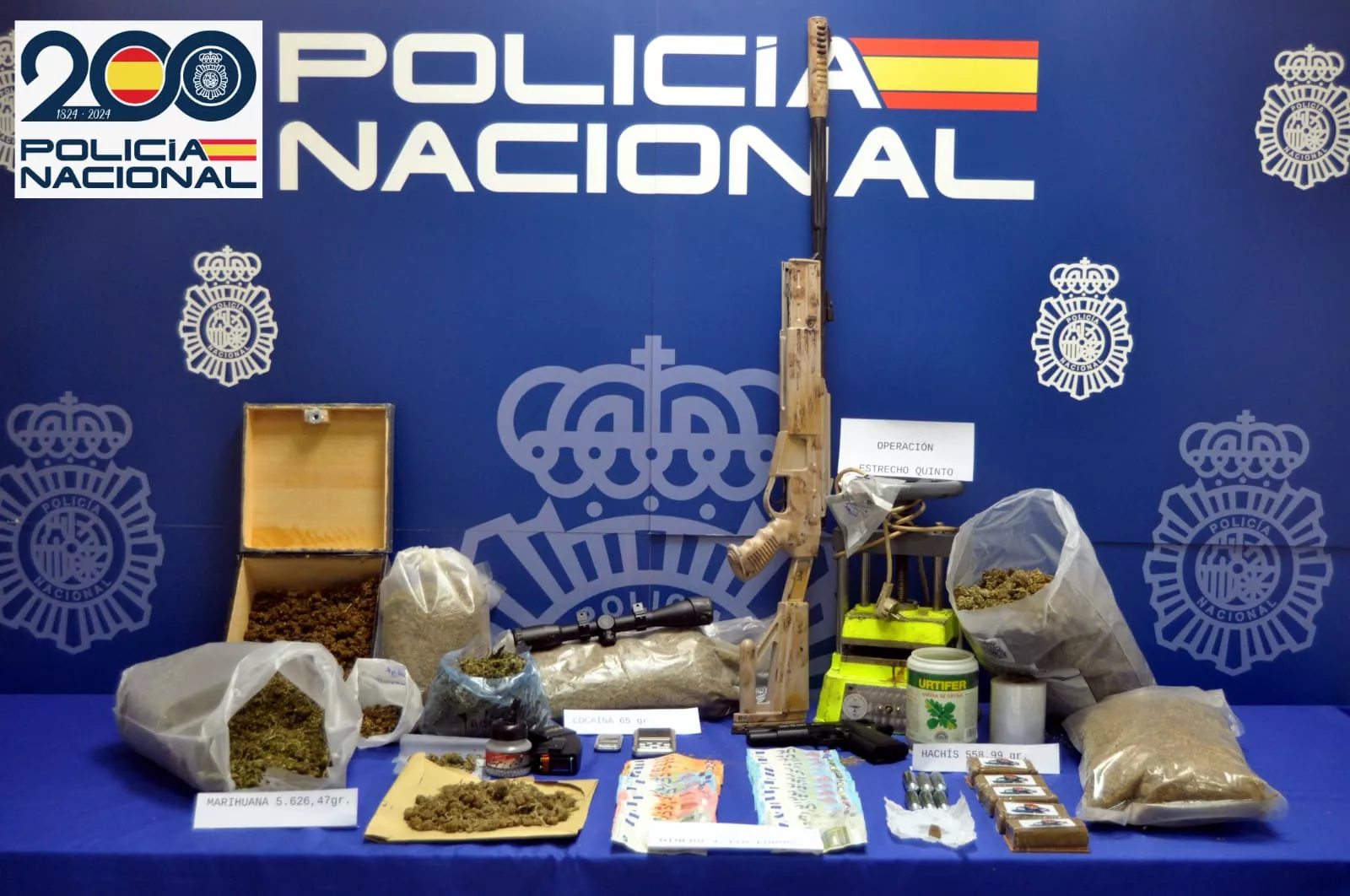 Materiales hallados en el registro del punto de distribución de droga en el Barrio Santiago de Huesca.