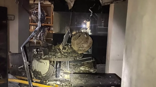 Imagen del interior del restaurante tras el incendio este sábado en Jaca. Imagen del interior del restaurante tras el incendio este sábado en Jaca.