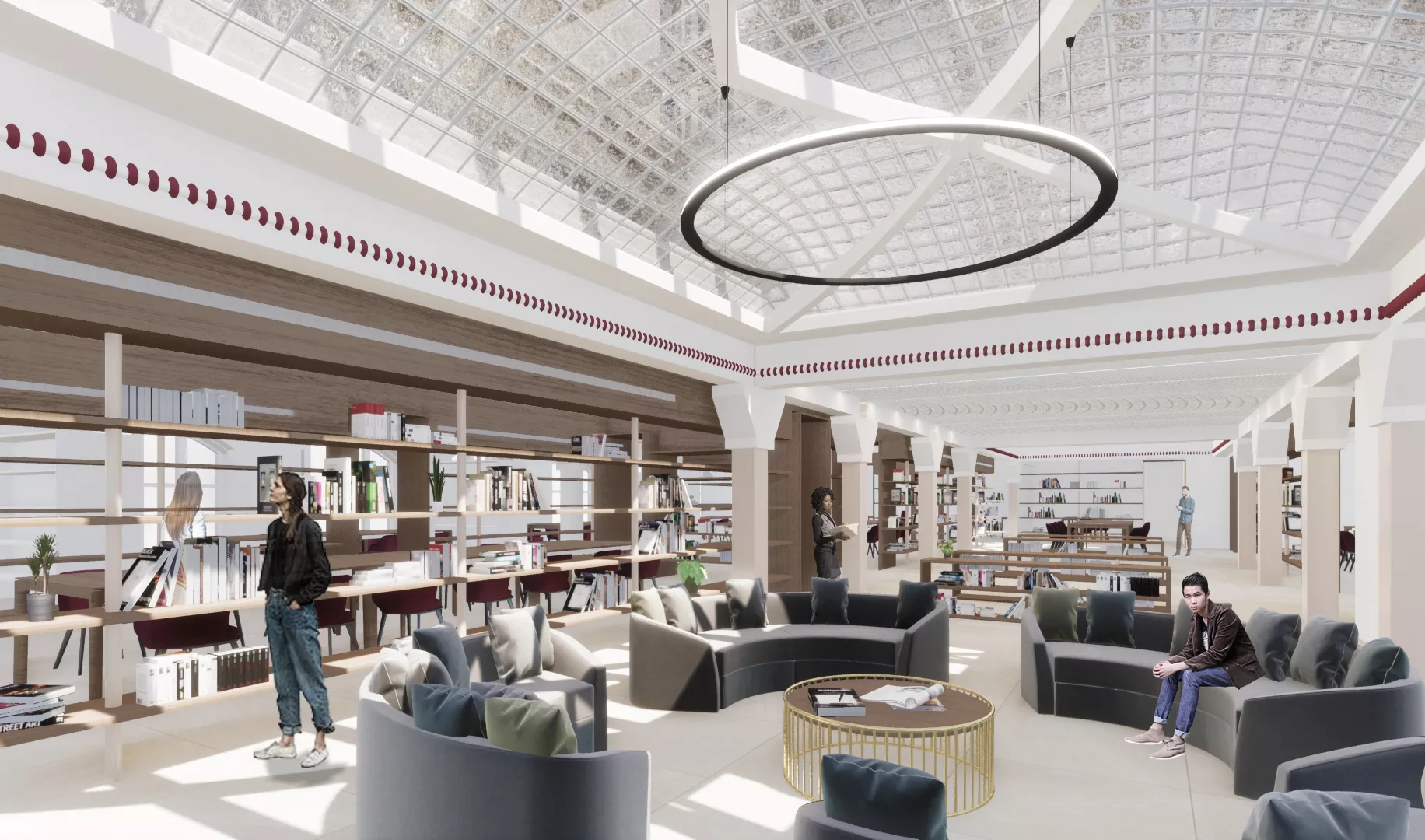 Simulación de la futura biblioteca en Almacenes San Pedro de Barbastro