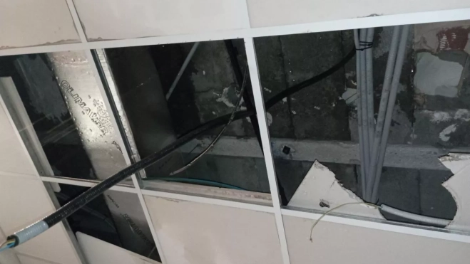 Imagen de la zona del techo afectada en el Museo Pedagógico. Imagen de la zona del techo afectada en el Museo Pedagógico.