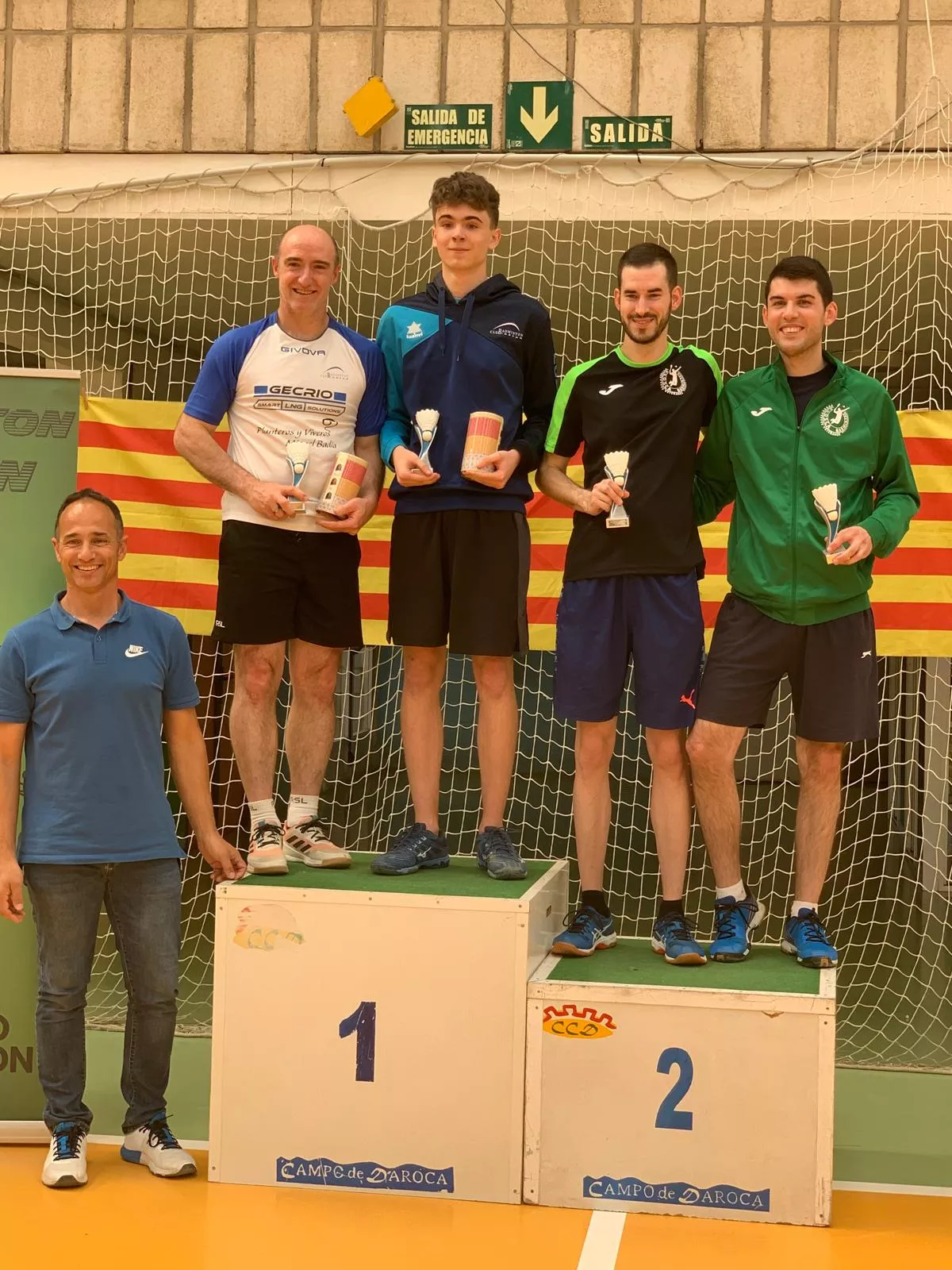 Eduardo Marco Hugo Montiu, campeones dobles masculinos y Mario Casterad y Guillermo Rosa subcampeones