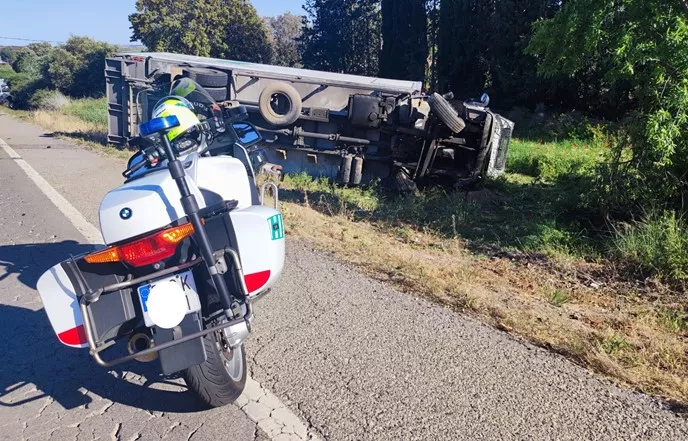 Imagen del accidente en Albelda donde ha fallecido un vecino de La Litera