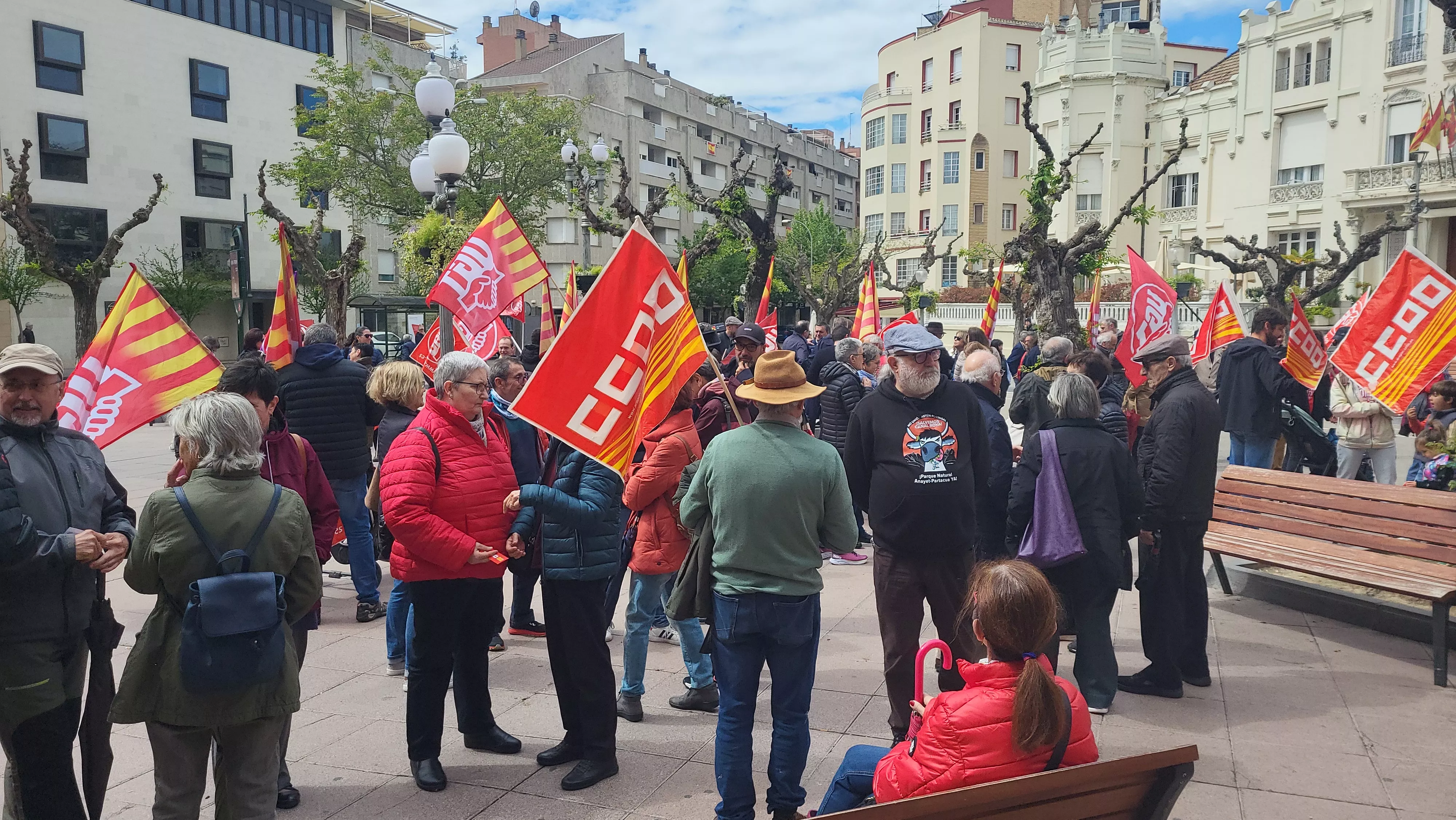 Manifestación del 1º de Mayo de UGT y CCOO en Huesca. Foto Mercedes Manterola