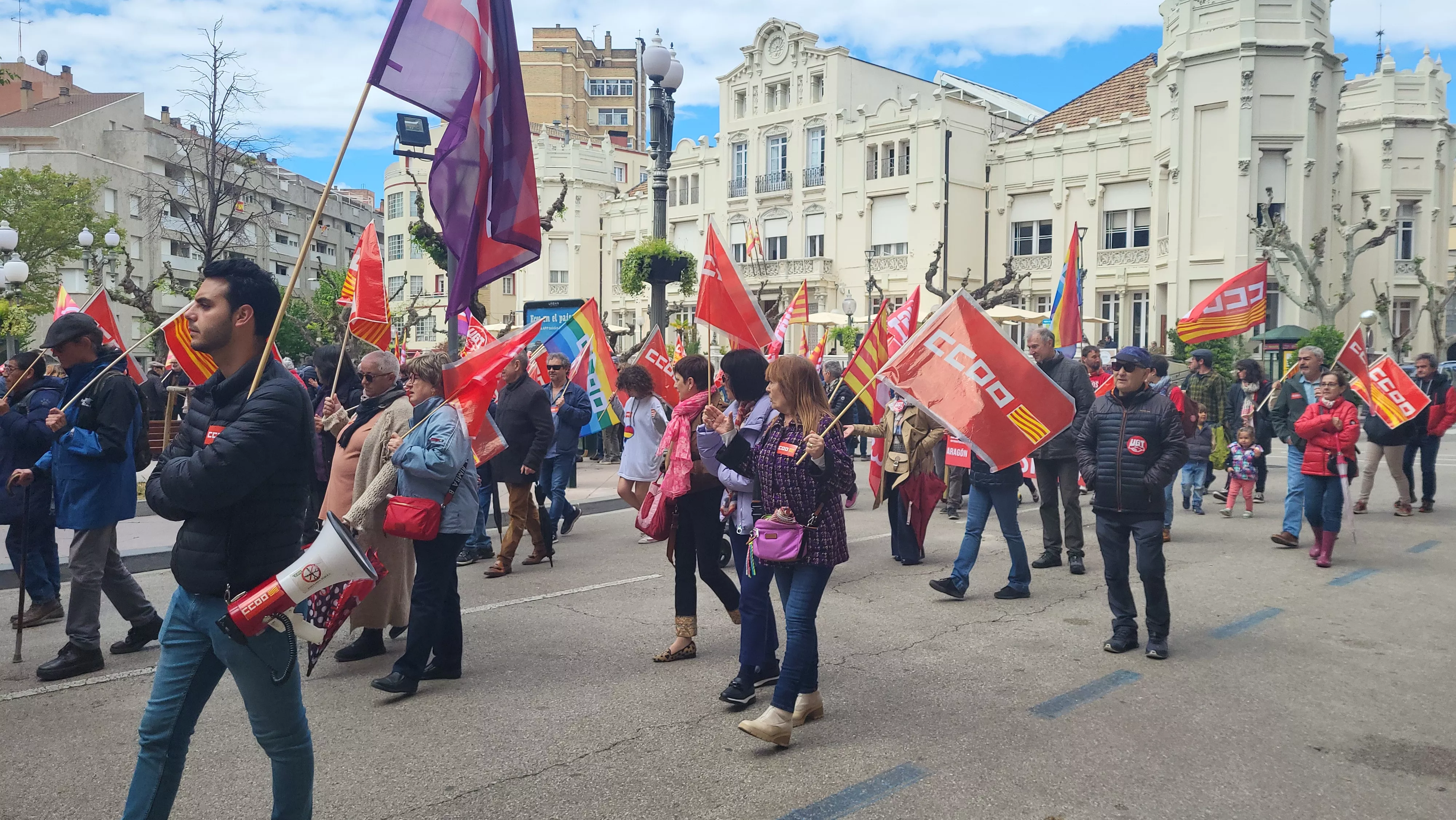 Manifestación del 1º de Mayo de UGT y CCOO en Huesca. Foto Mercedes Manterola
