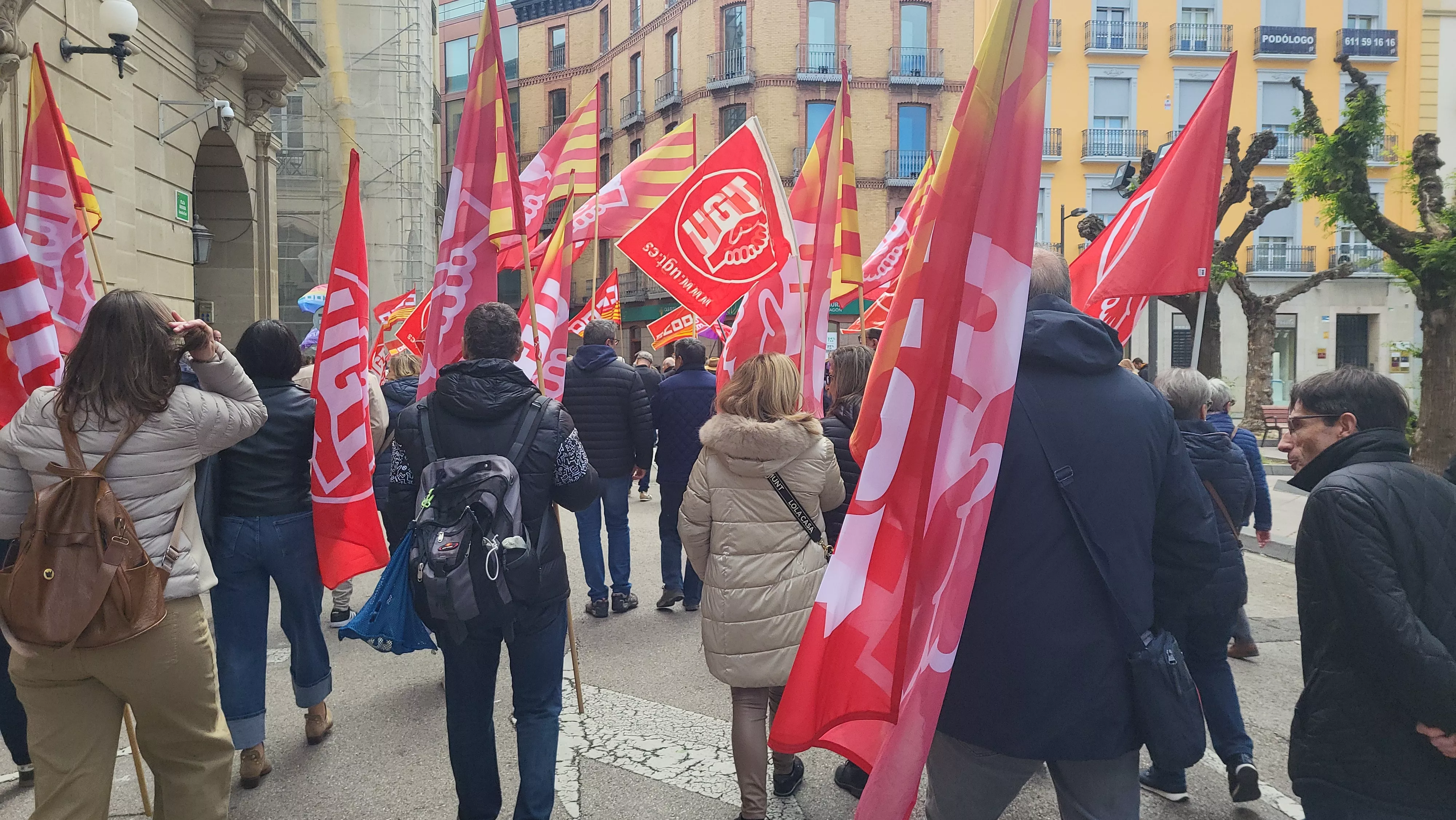 Manifestación del 1º de Mayo de UGT y CCOO en Huesca. Foto Mercedes Manterola