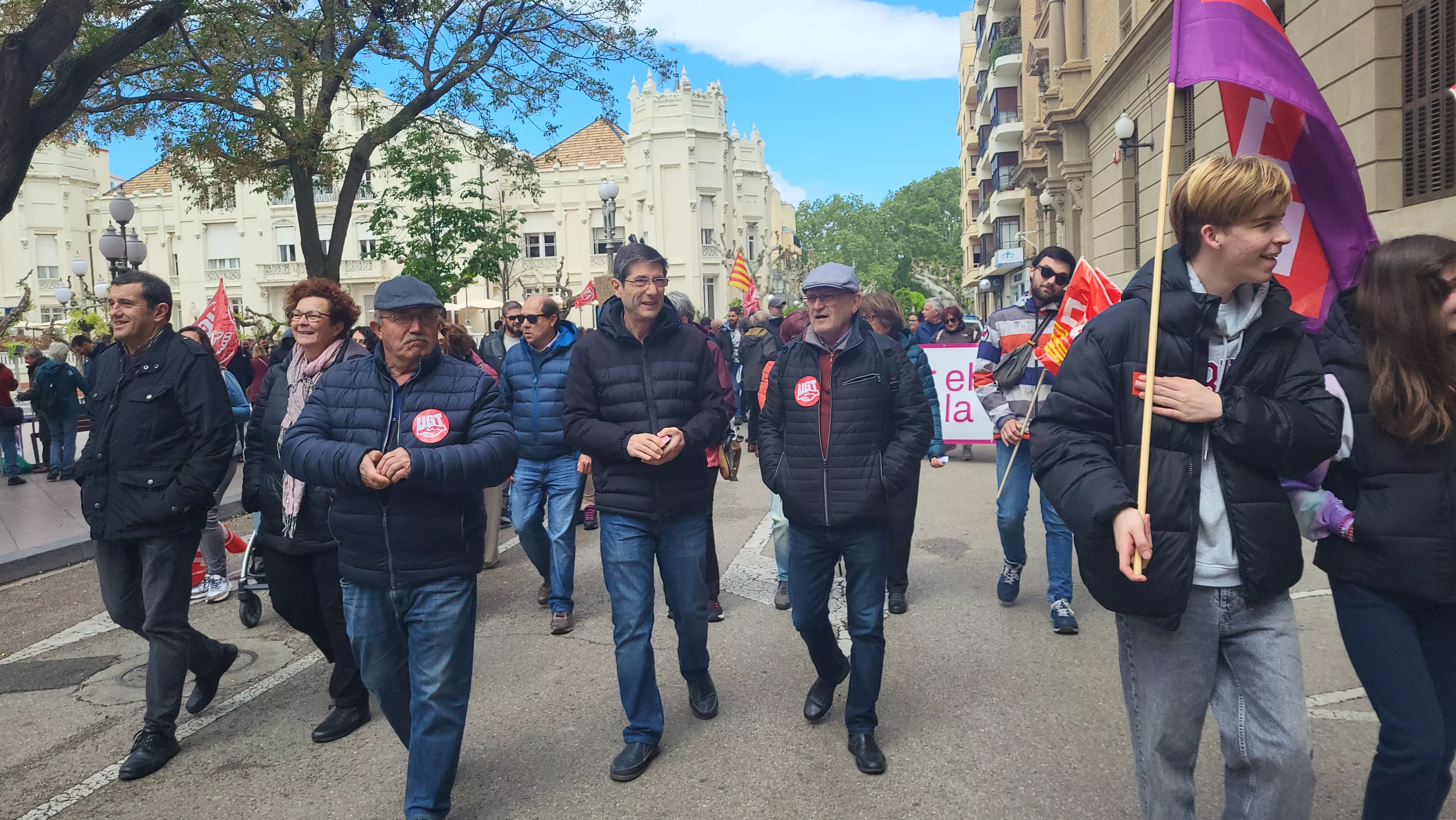 Manifestación del 1º de Mayo de UGT y CCOO en Huesca. Foto Mercedes Manterola
