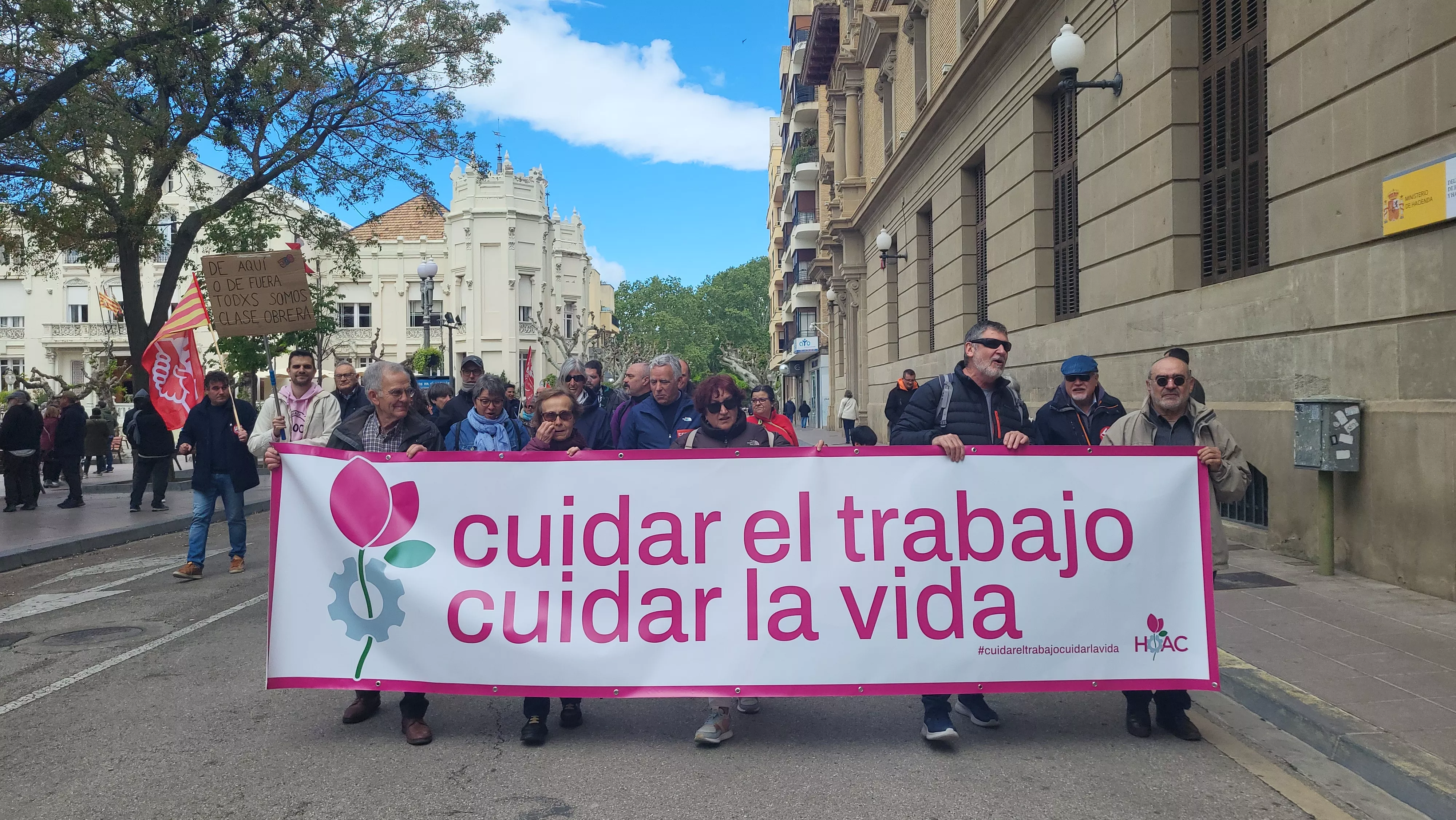 Manifestación del 1º de Mayo de UGT y CCOO en Huesca. Foto Mercedes Manterola