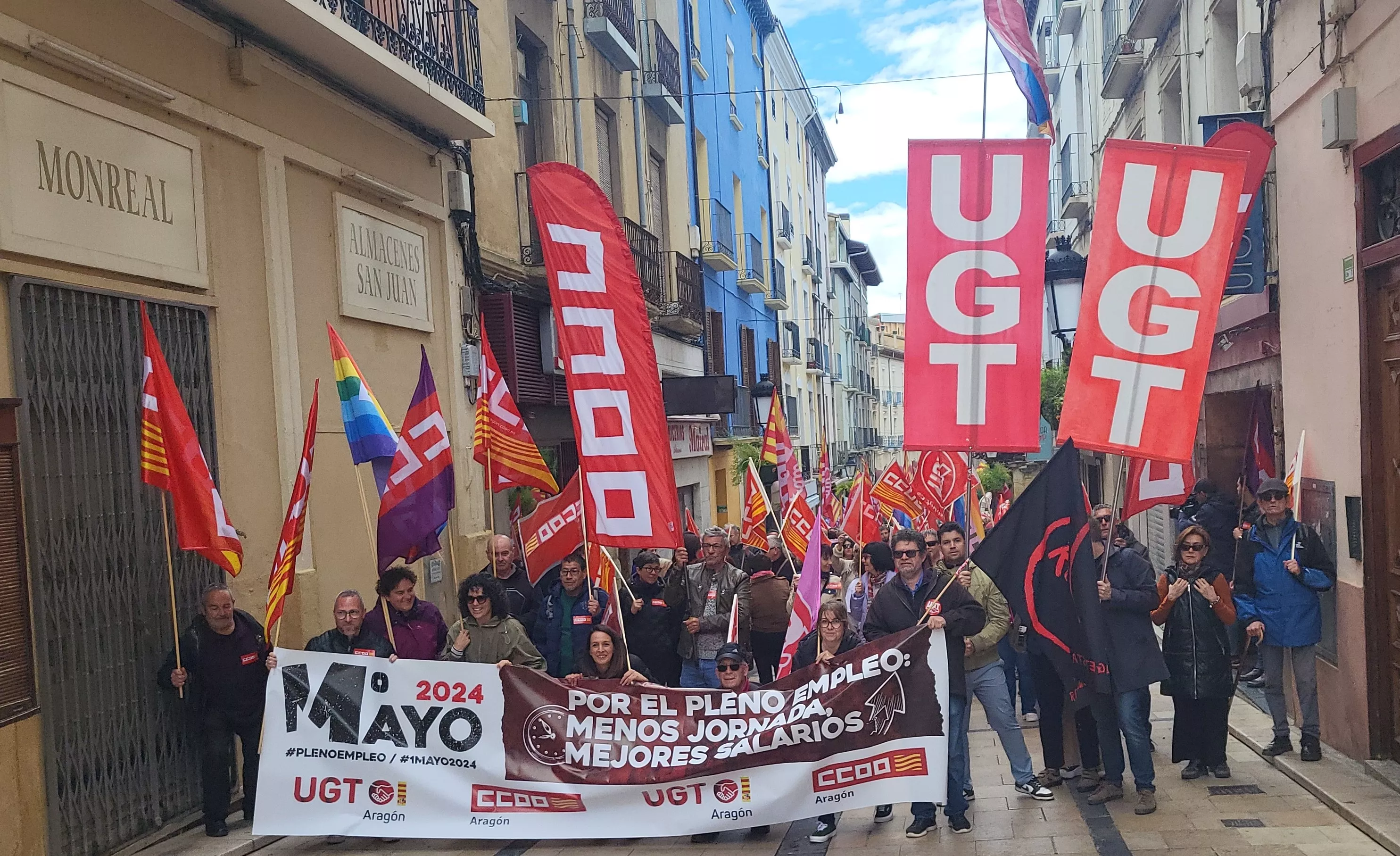 Manifestación del 1º de Mayo de UGT y CCOO en Huesca. Foto Mercedes Manterola