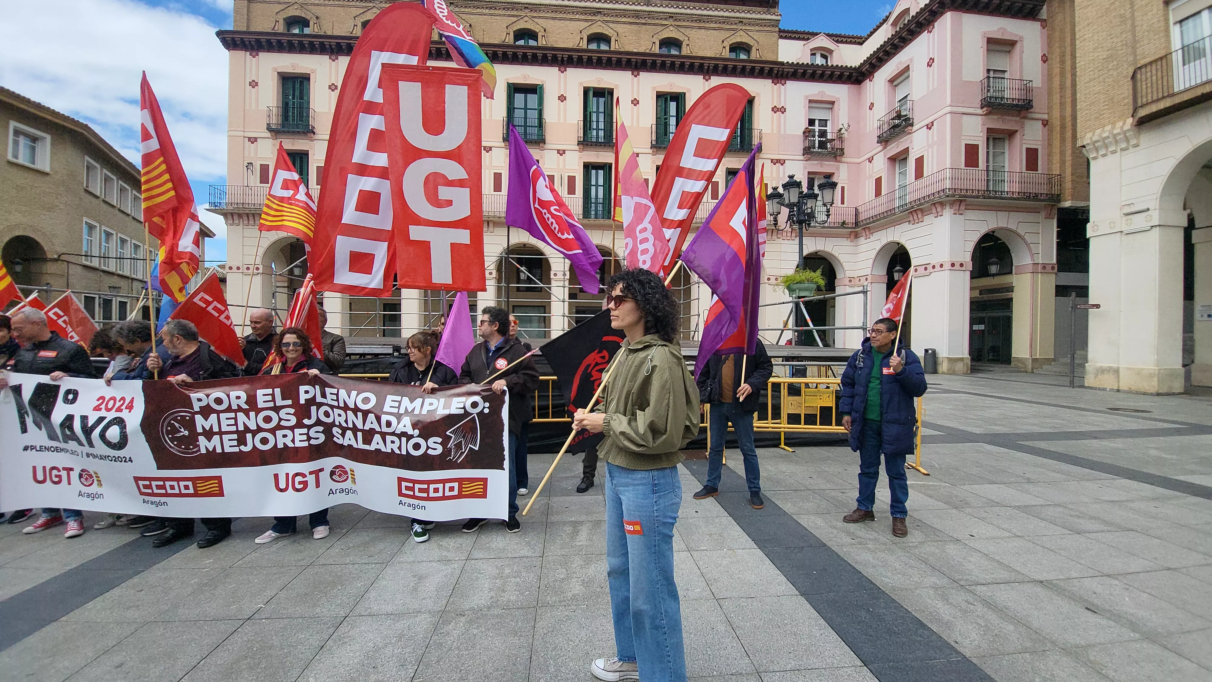 Manifestación del 1º de Mayo de UGT y CCOO en Huesca. Foto Mercedes Manterola