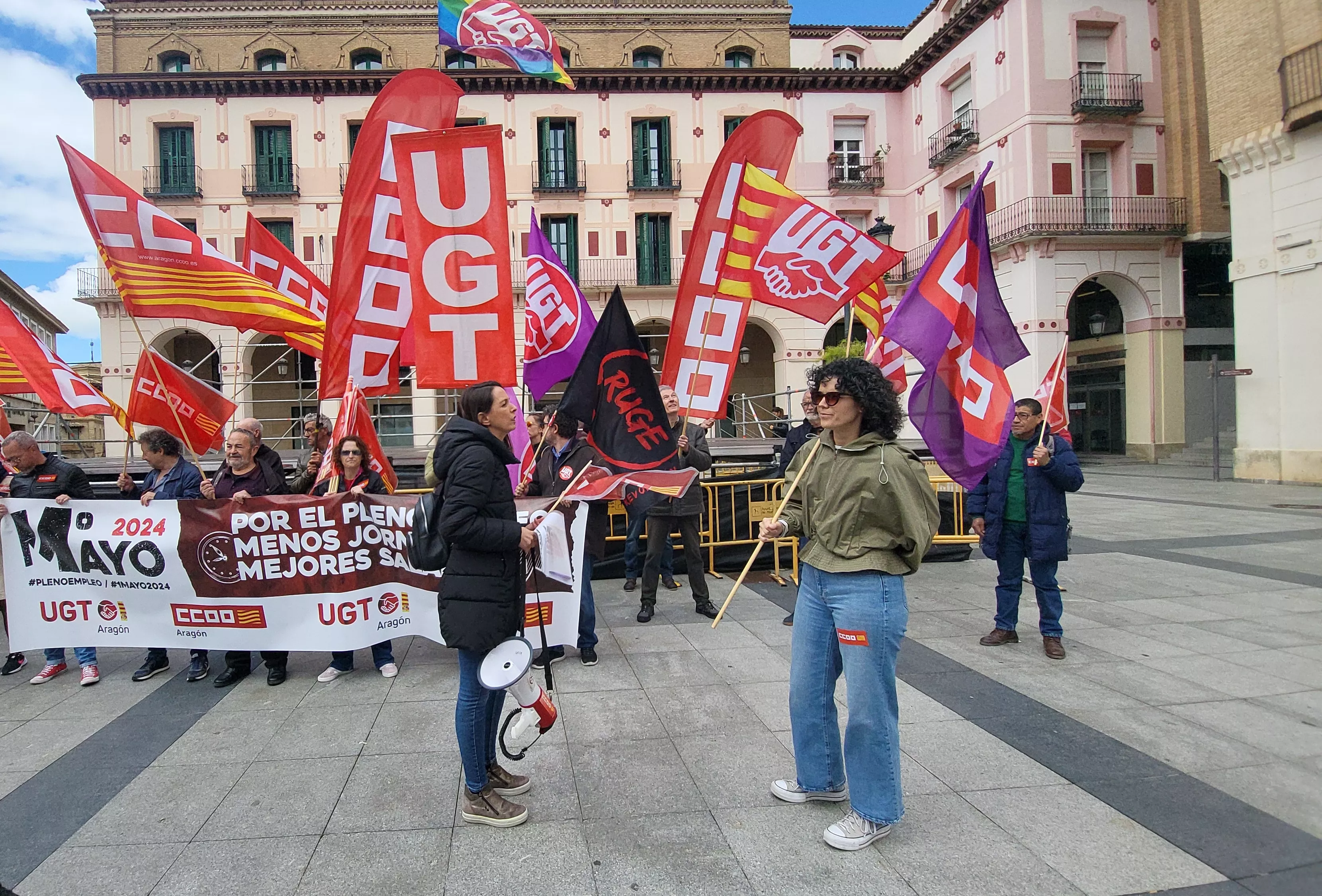 Manifestación del 1º de Mayo de UGT y CCOO en Huesca. Foto Mercedes Manterola
