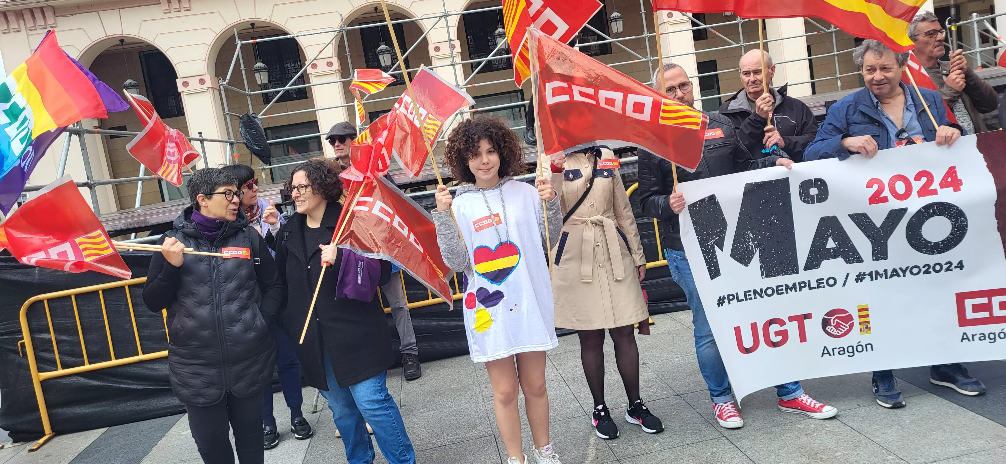Manifestación del 1º de Mayo de UGT y CCOO en Huesca. Foto Mercedes Manterola