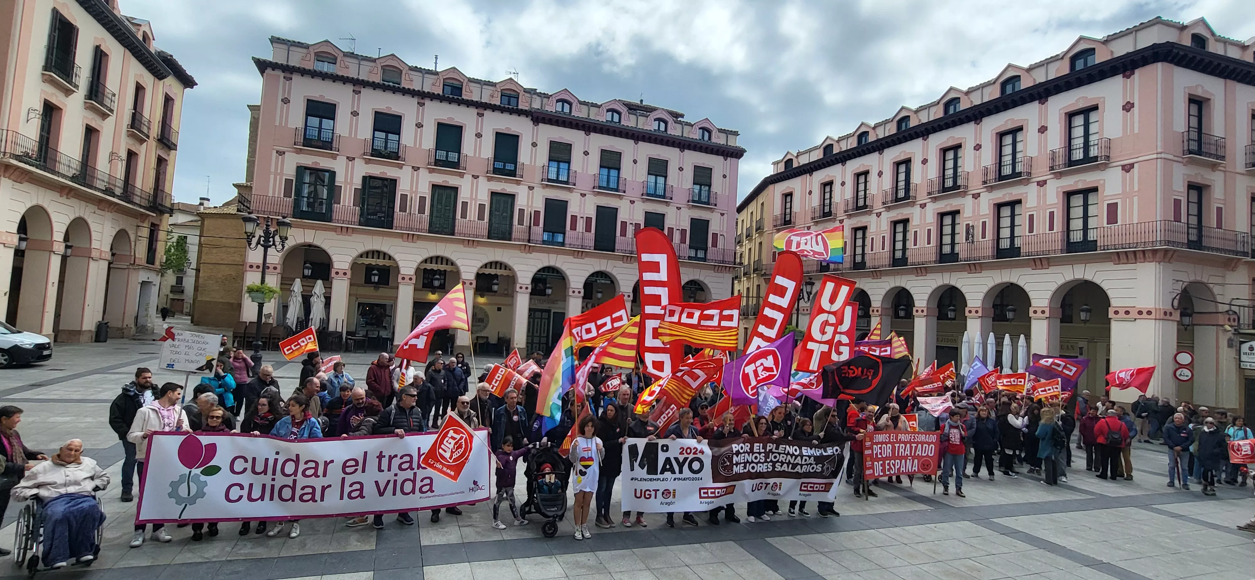 Manifestación del 1º de Mayo de UGT y CCOO en Huesca. Foto Mercedes Manterola