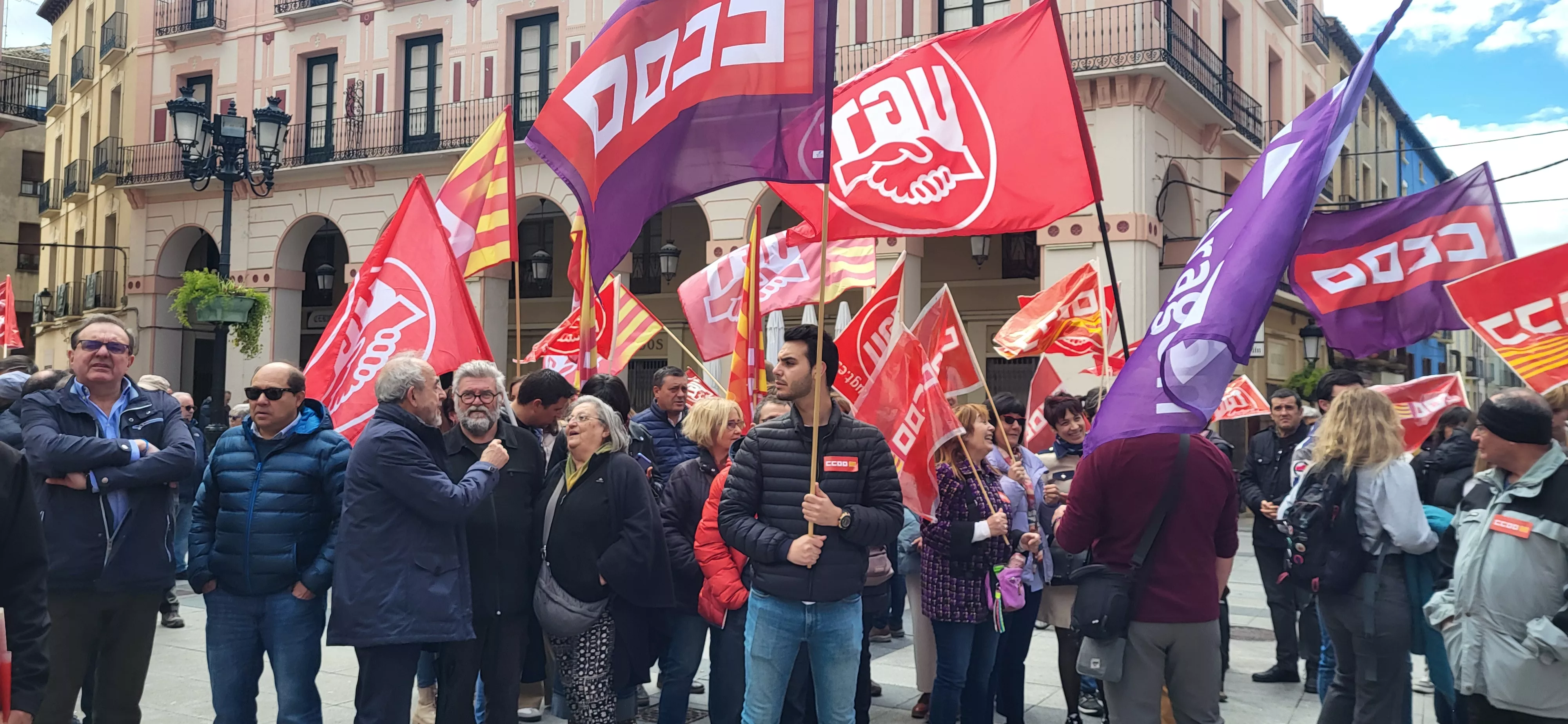 Manifestación del 1º de Mayo de UGT y CCOO en Huesca. Foto Mercedes Manterola