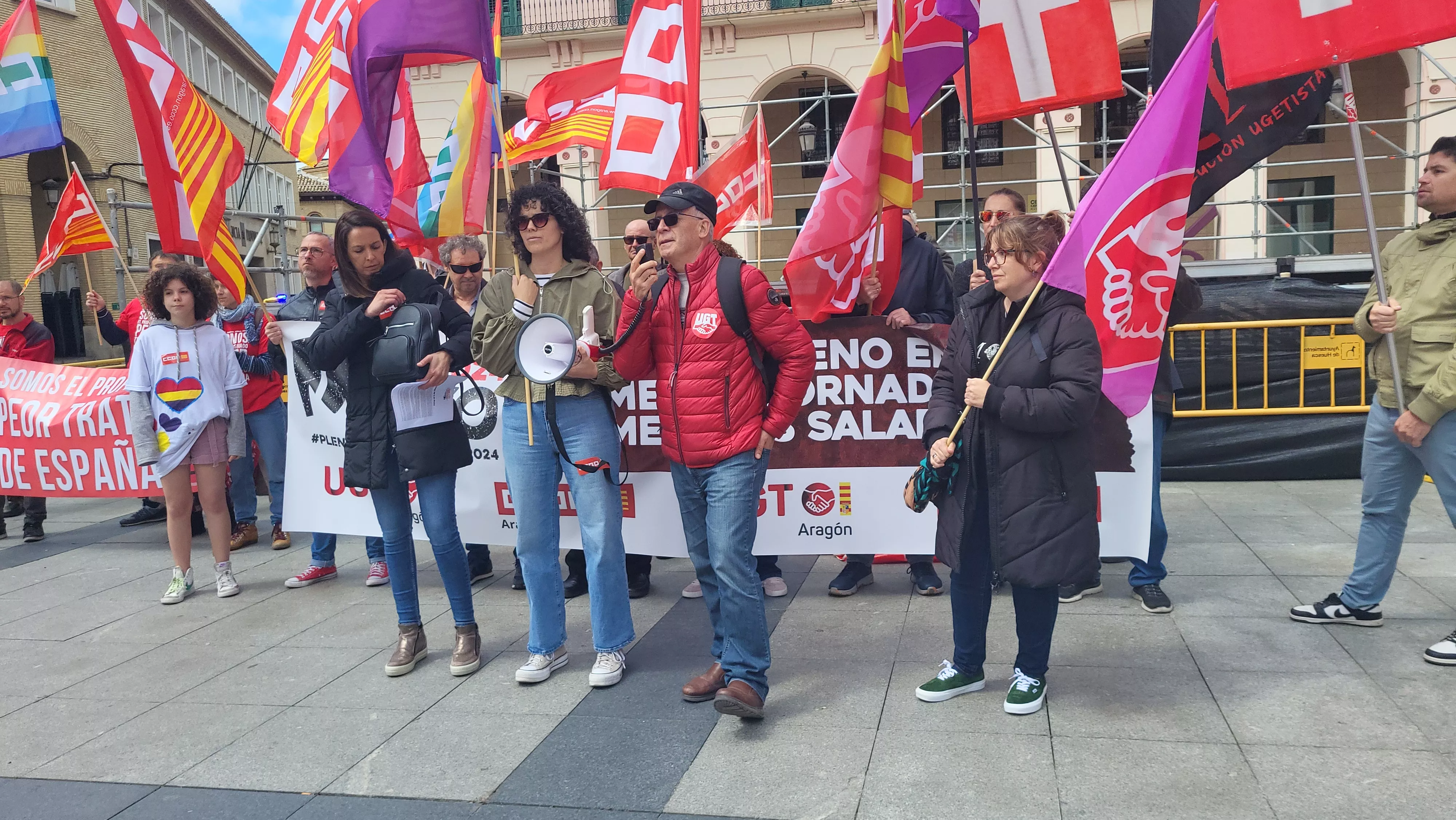 Manifestación del 1º de Mayo de UGT y CCOO en Huesca. Foto Mercedes Manterola