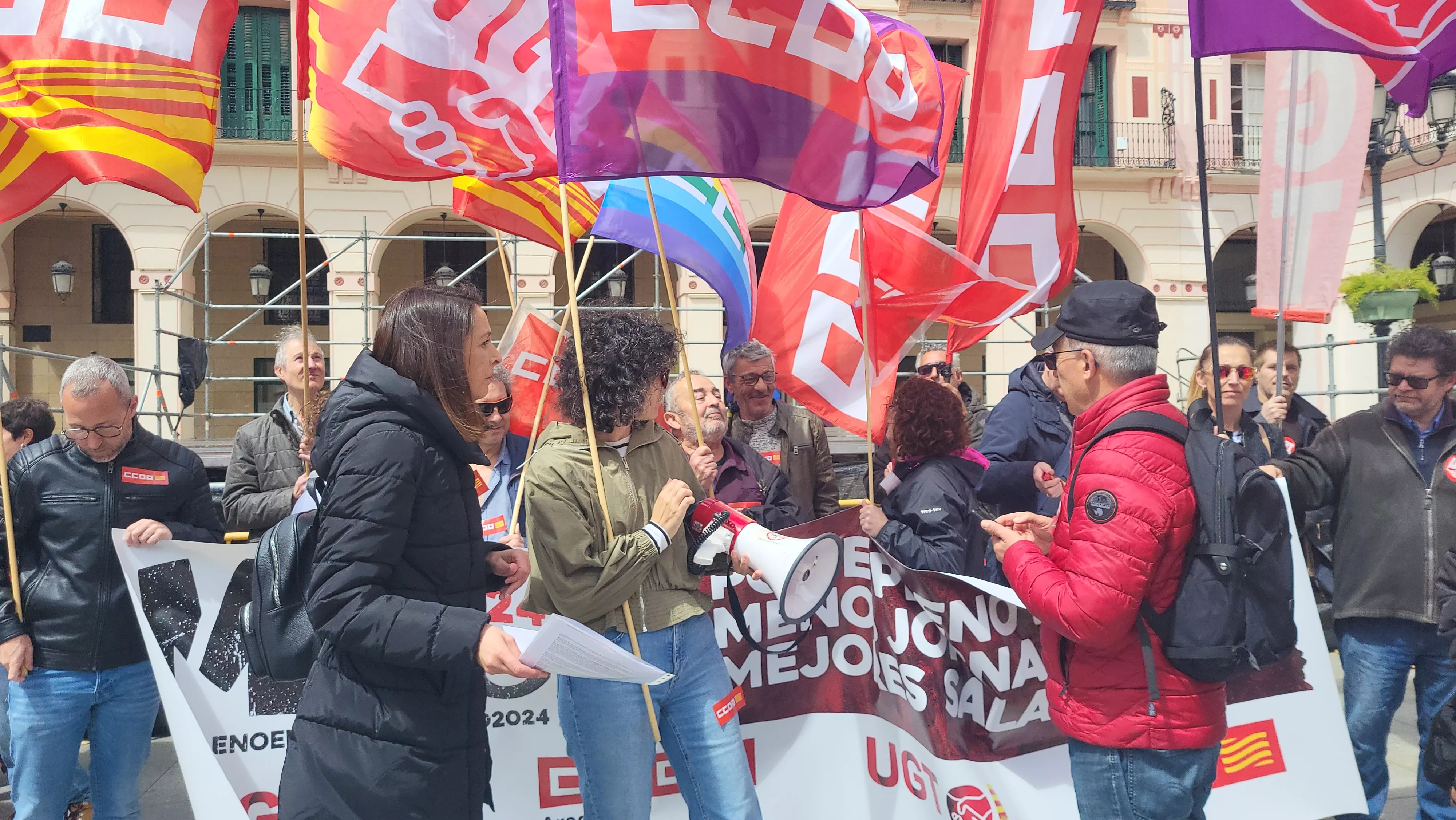 Manifestación del 1º de Mayo de UGT y CCOO en Huesca. Foto Mercedes Manterola