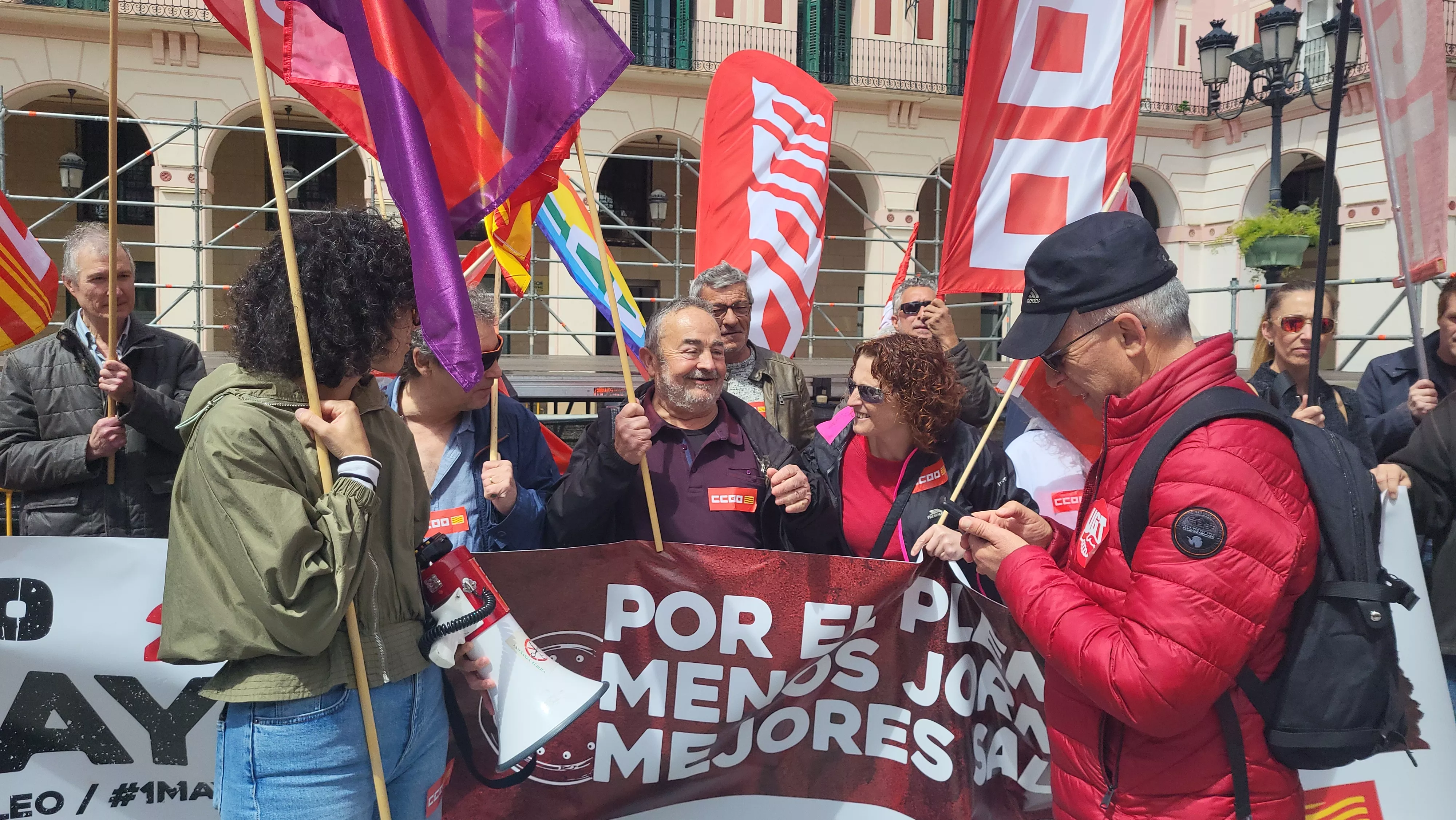 Manifestación del 1º de Mayo de UGT y CCOO en Huesca. Foto Mercedes Manterola