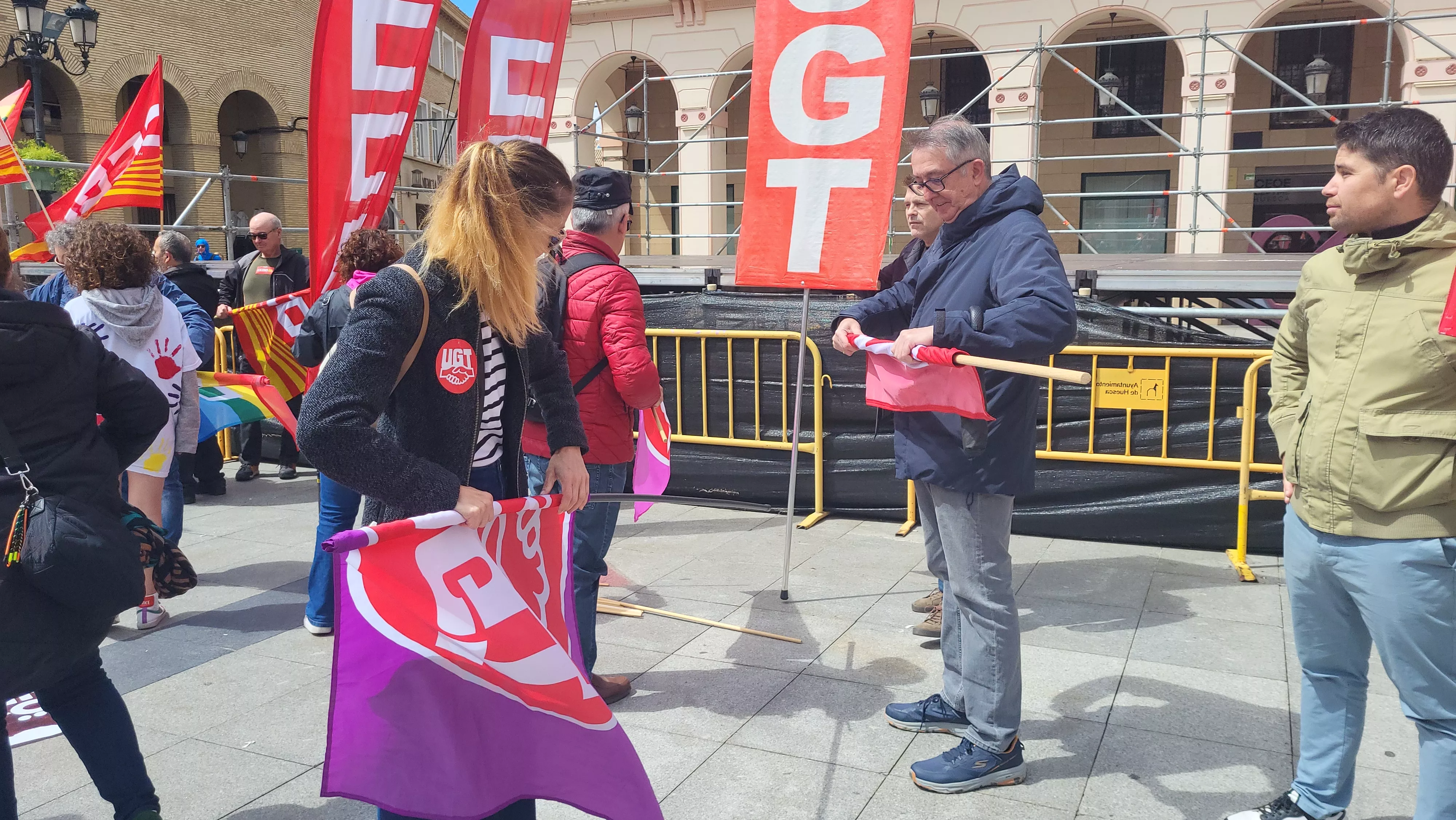 Manifestación del 1º de Mayo de UGT y CCOO en Huesca. Foto Mercedes Manterola