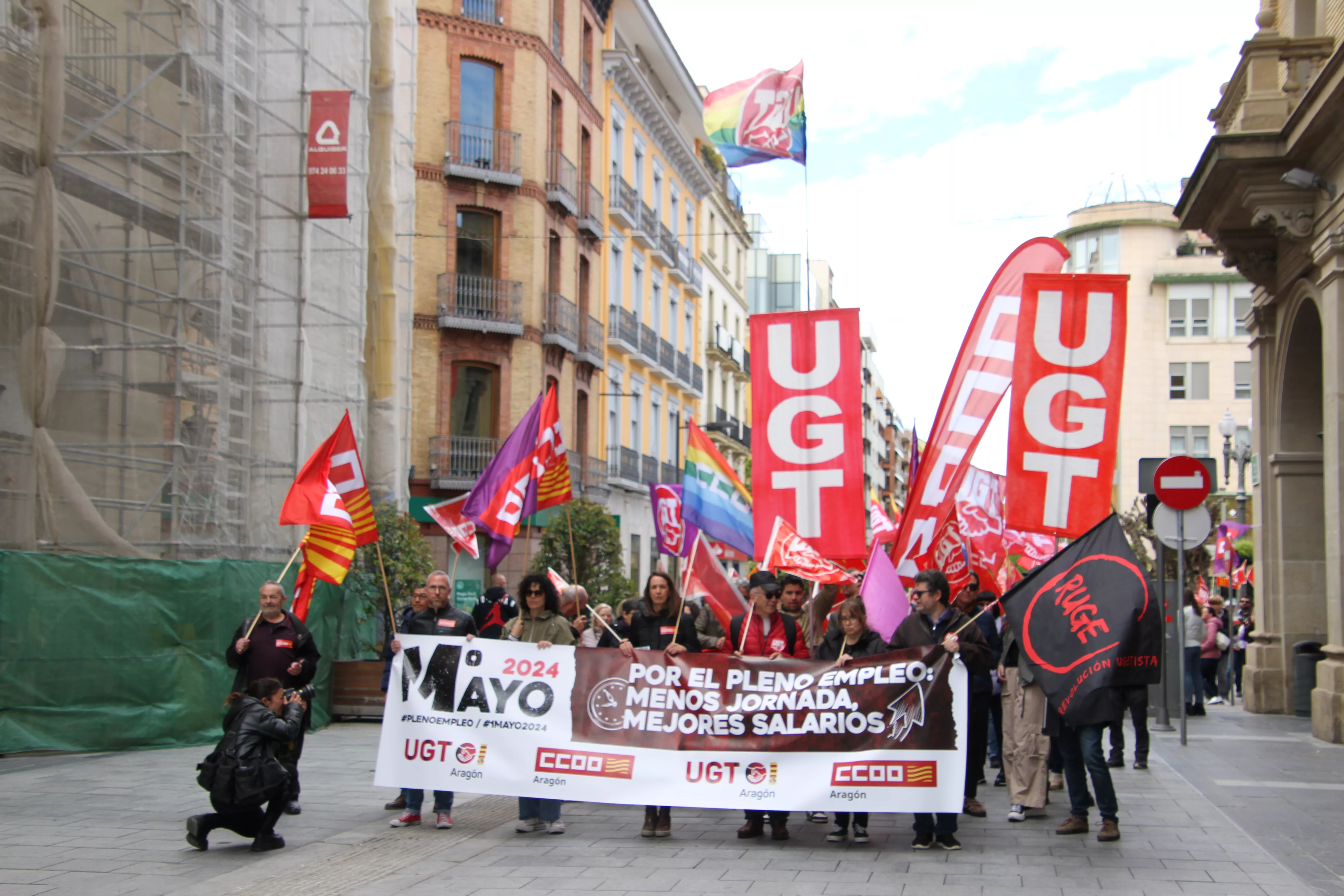 Manifestación del 1º de Mayo de UGT y CCOO en Huesca. Foto Carlos Neofato