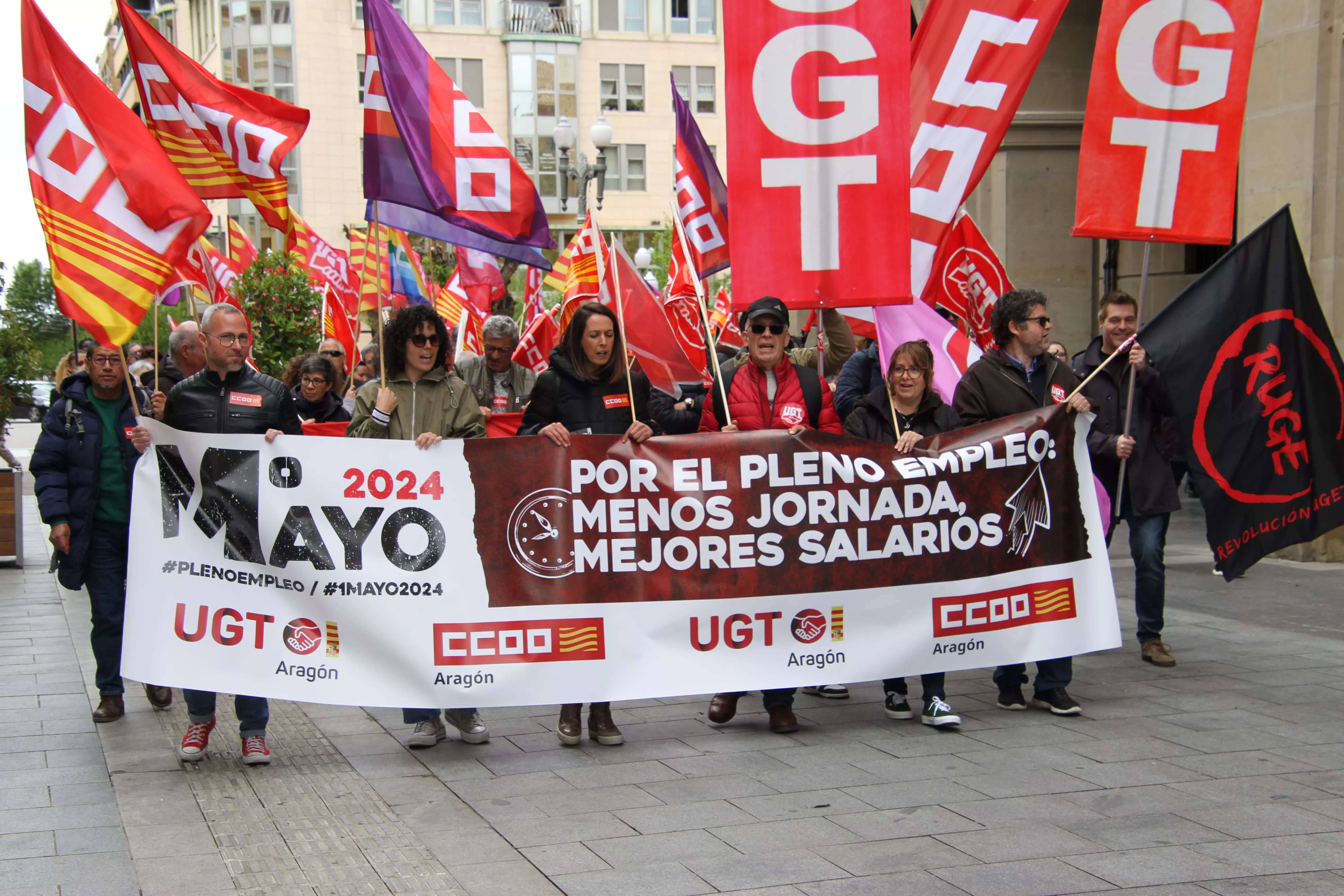 Manifestación del 1º de Mayo de UGT y CCOO en Huesca. Foto Carlos Neofato