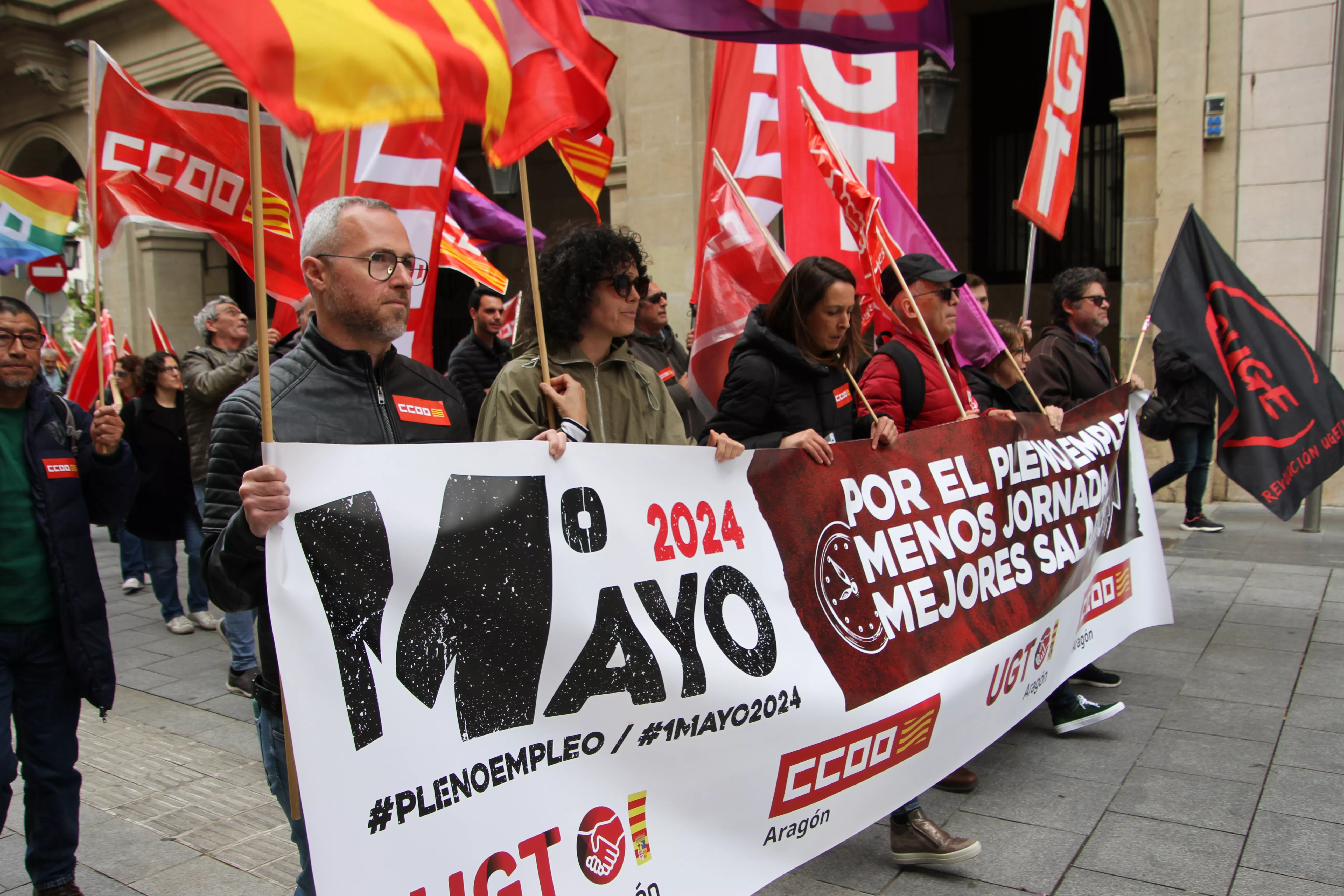 Manifestación del 1º de Mayo de UGT y CCOO en Huesca. Foto Carlos Neofato