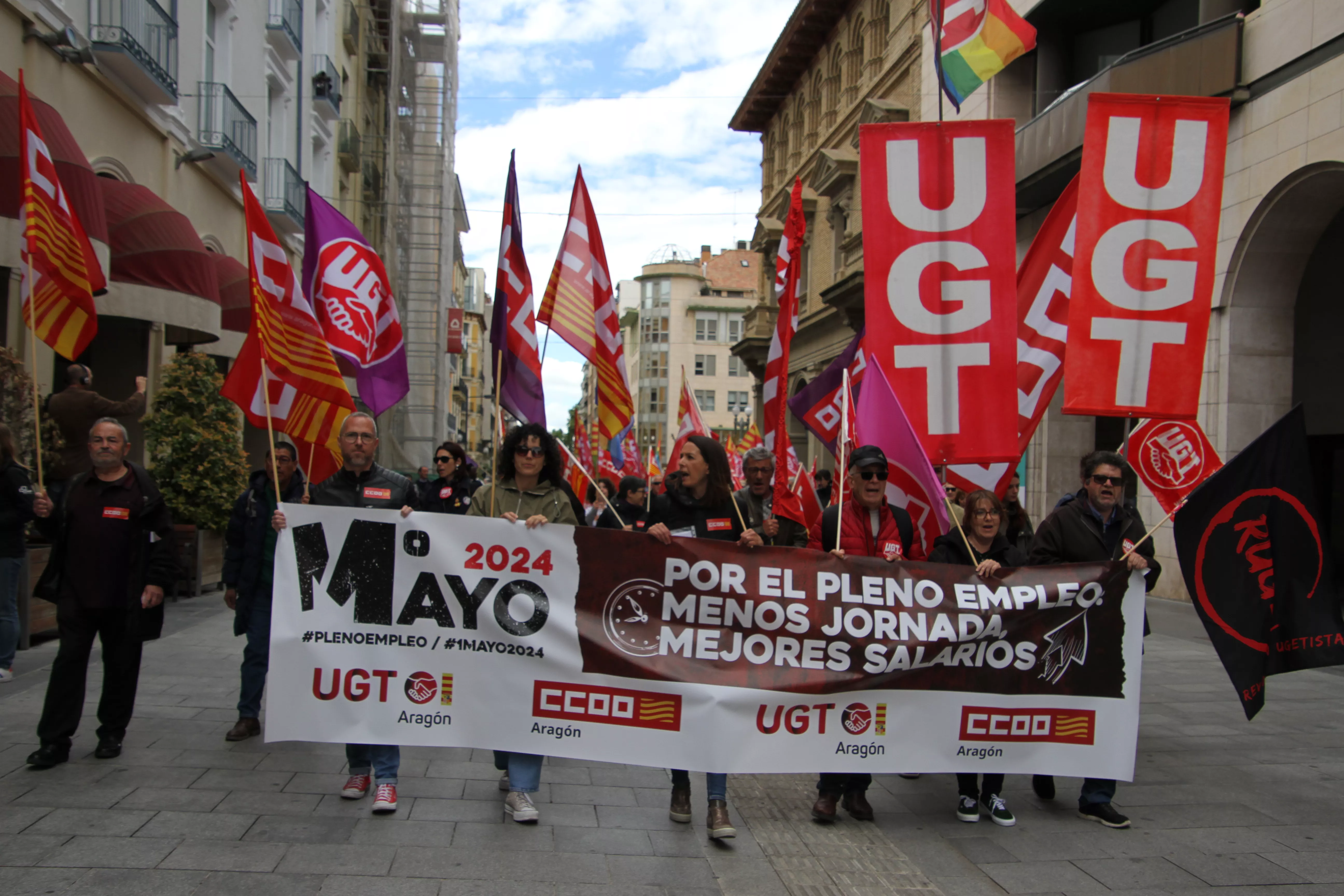 Manifestación del 1º de Mayo de UGT y CCOO en Huesca. Foto Carlos Neofato
