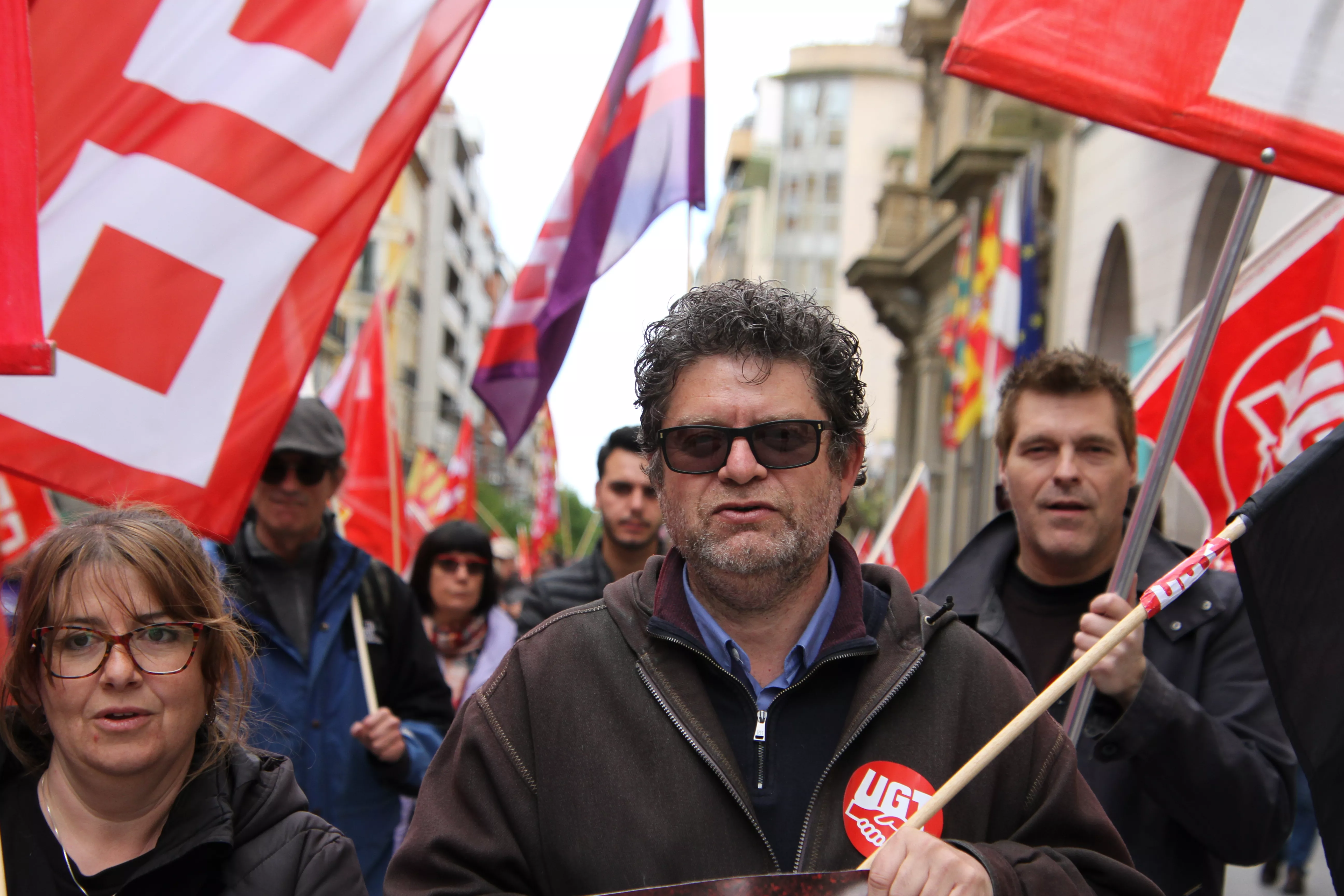 Manifestación del 1º de Mayo de UGT y CCOO en Huesca. Foto Carlos Neofato