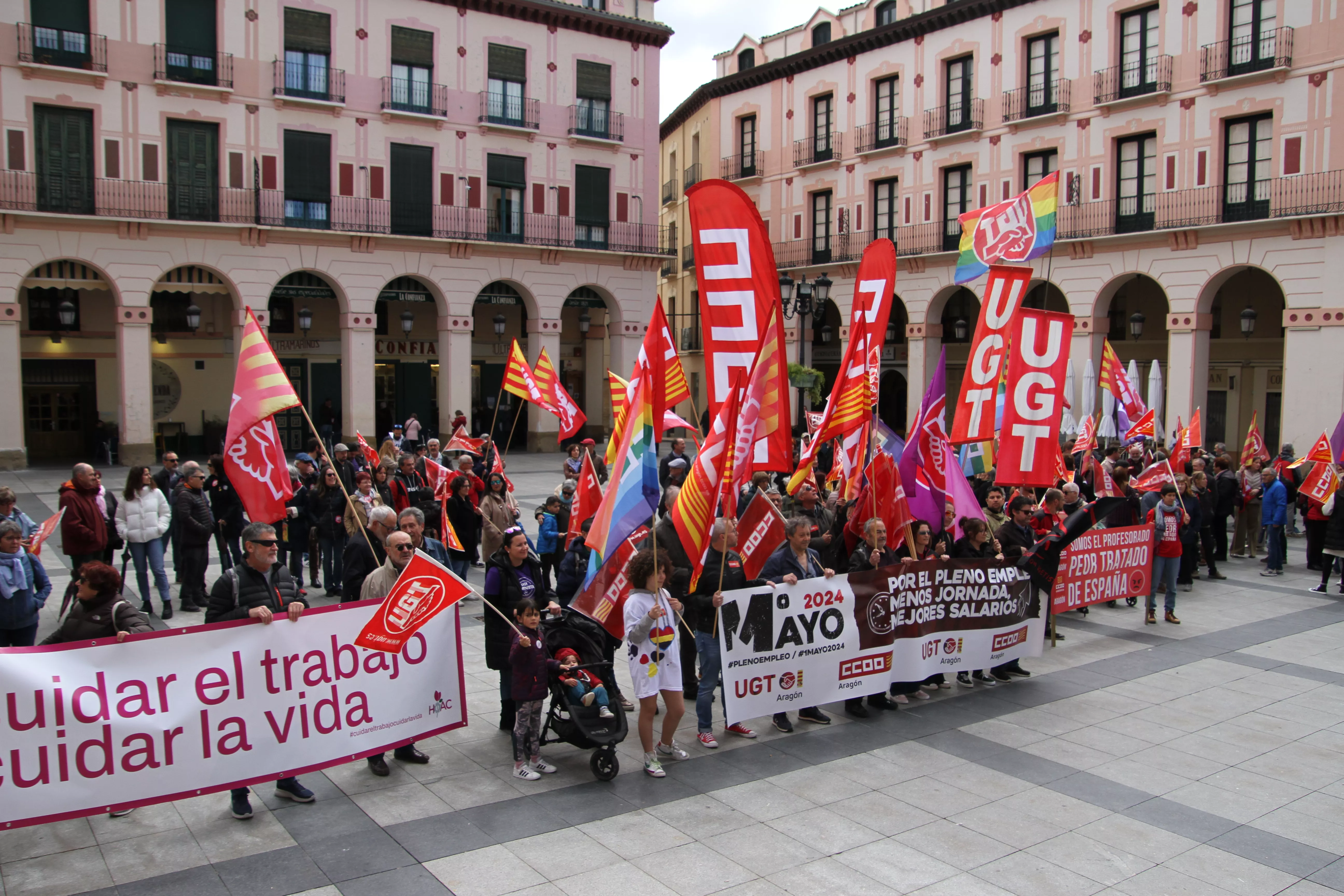 Manifestación del 1º de Mayo de UGT y CCOO en Huesca. Foto Carlos Neofato