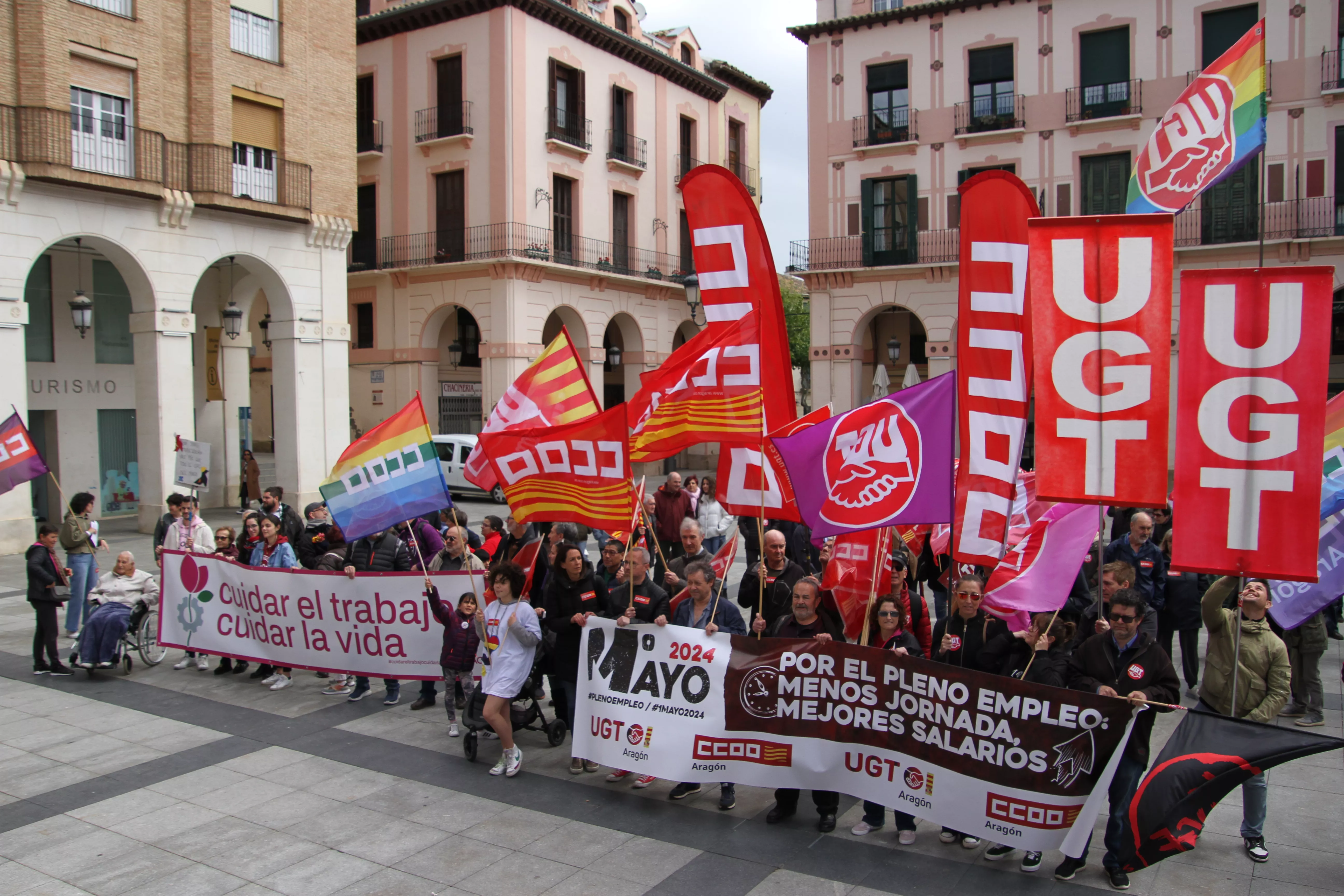 Manifestación del 1º de Mayo de UGT y CCOO en Huesca. Foto Carlos Neofato