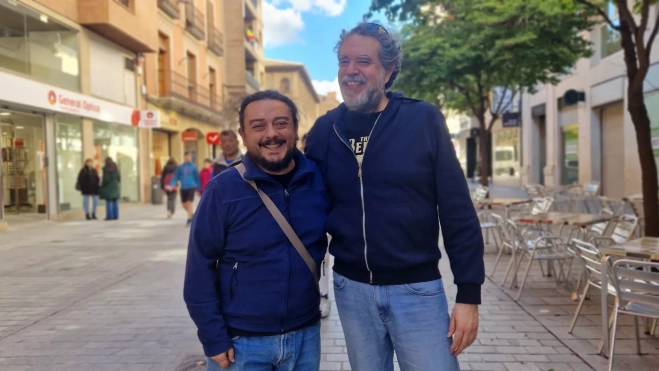 Antonio Zafra y Víctor Alfonso en Huesca. Foto Myriam Martínez
