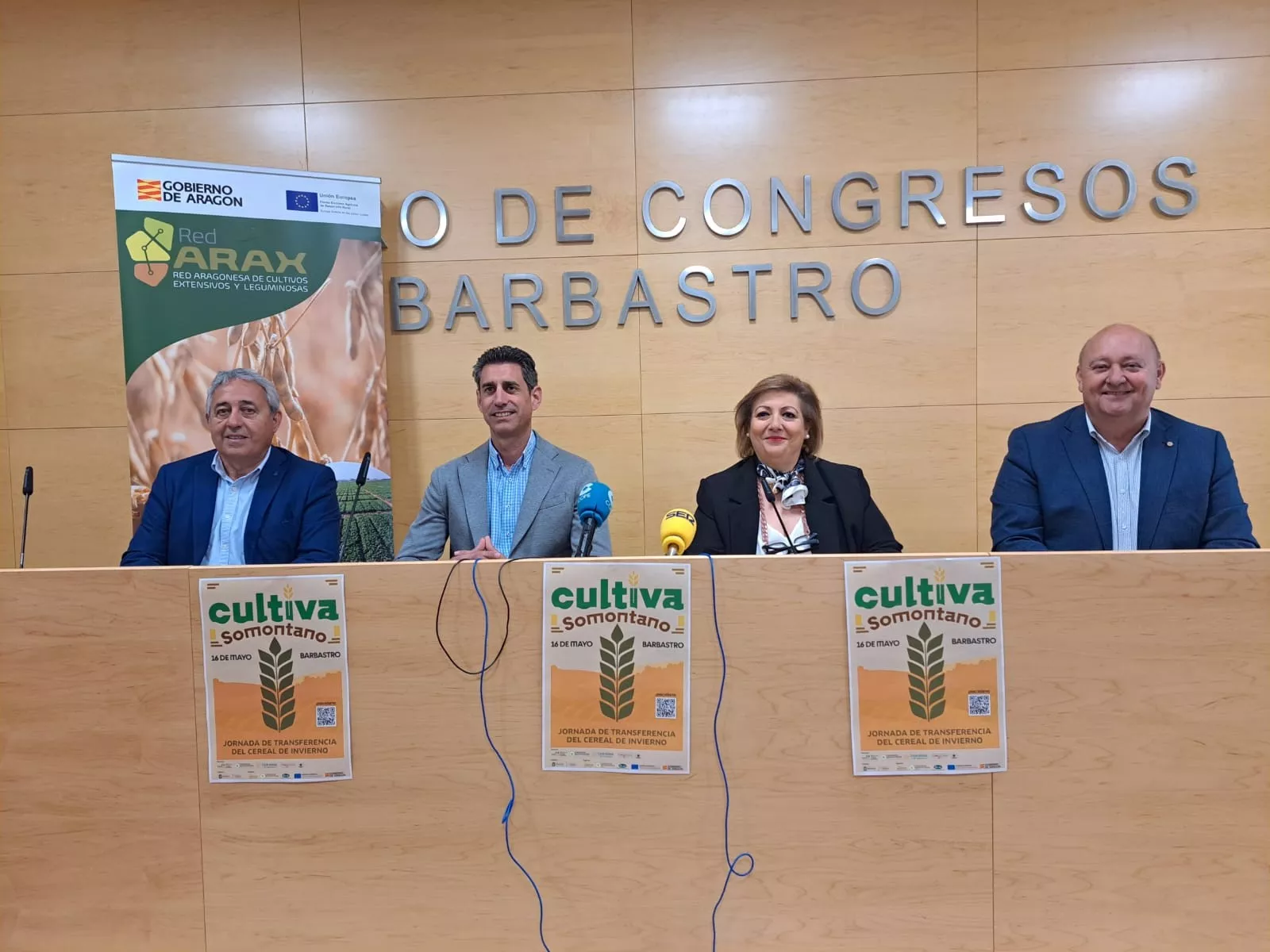 Luis Olivera, Saúl Pérez, Silvia Ramírez y José Víctor Nogués en la presentación de la Jornada Cultiva de Barbastro