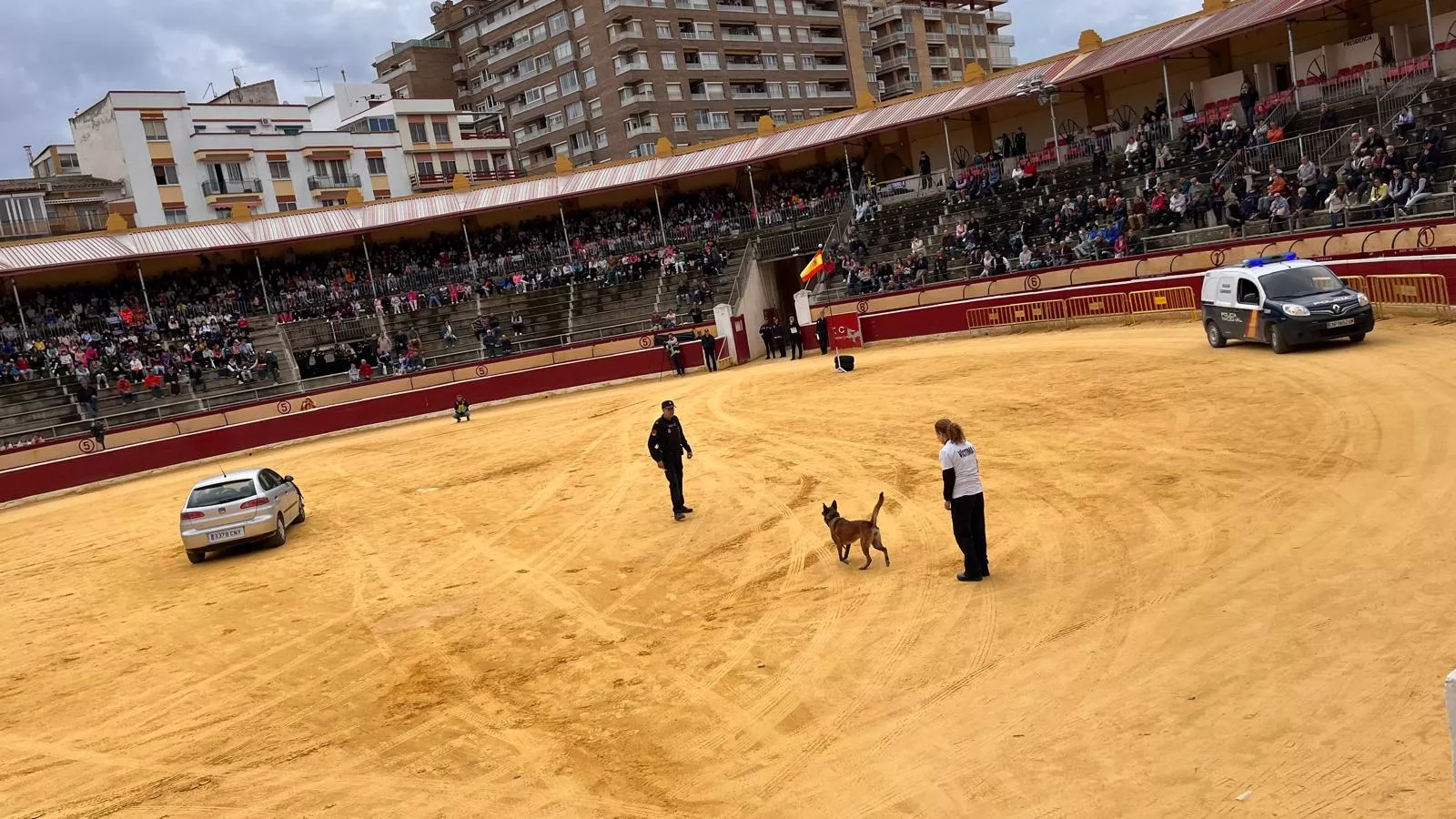 Exhibición de la Policía Local ante escolares de Huesca en la plaza de toros. Foto Mercedes Manterola