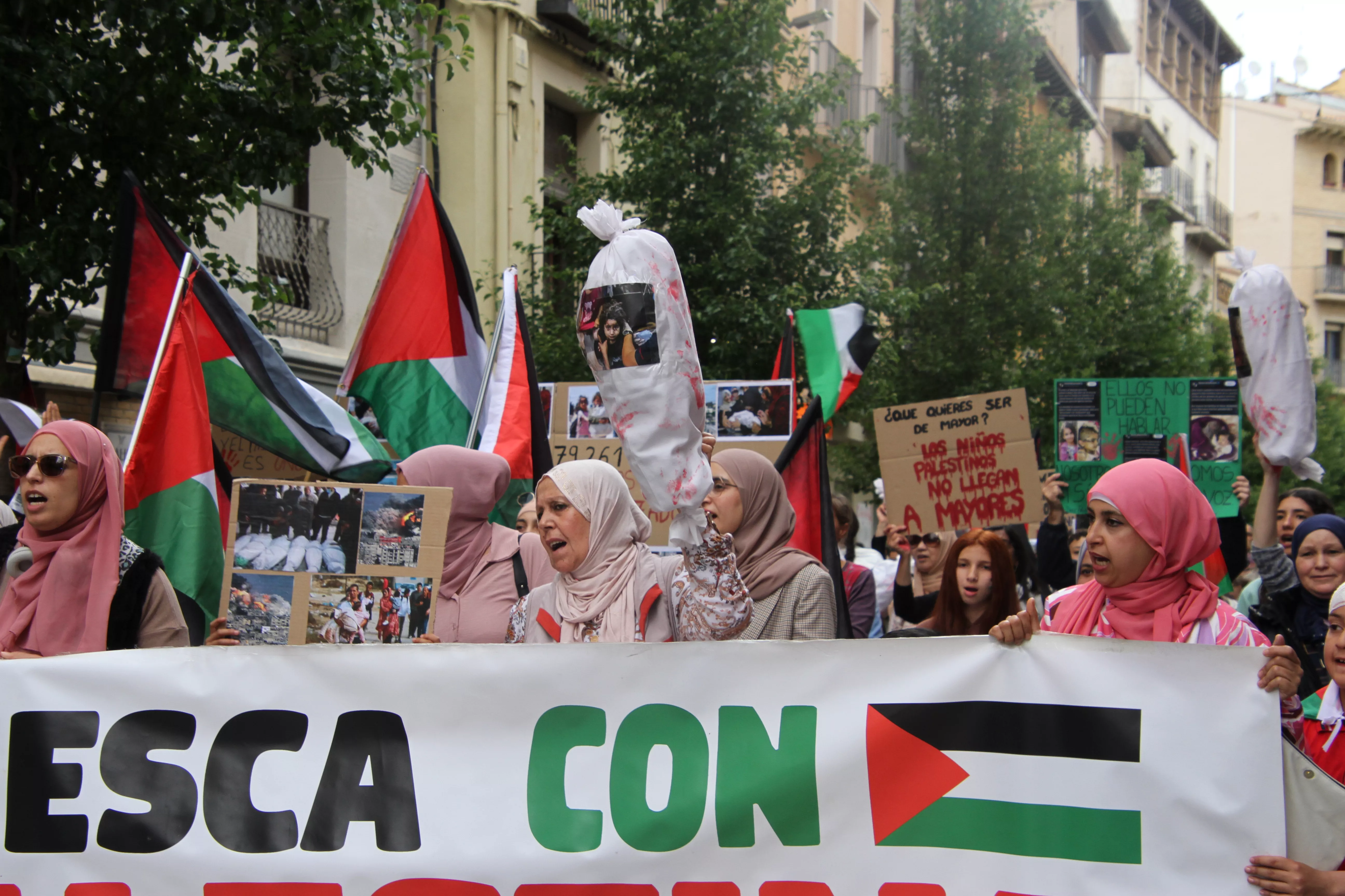 Manifestación en Huesca de apoyo a Palestina. Foto Carlos Neofato
