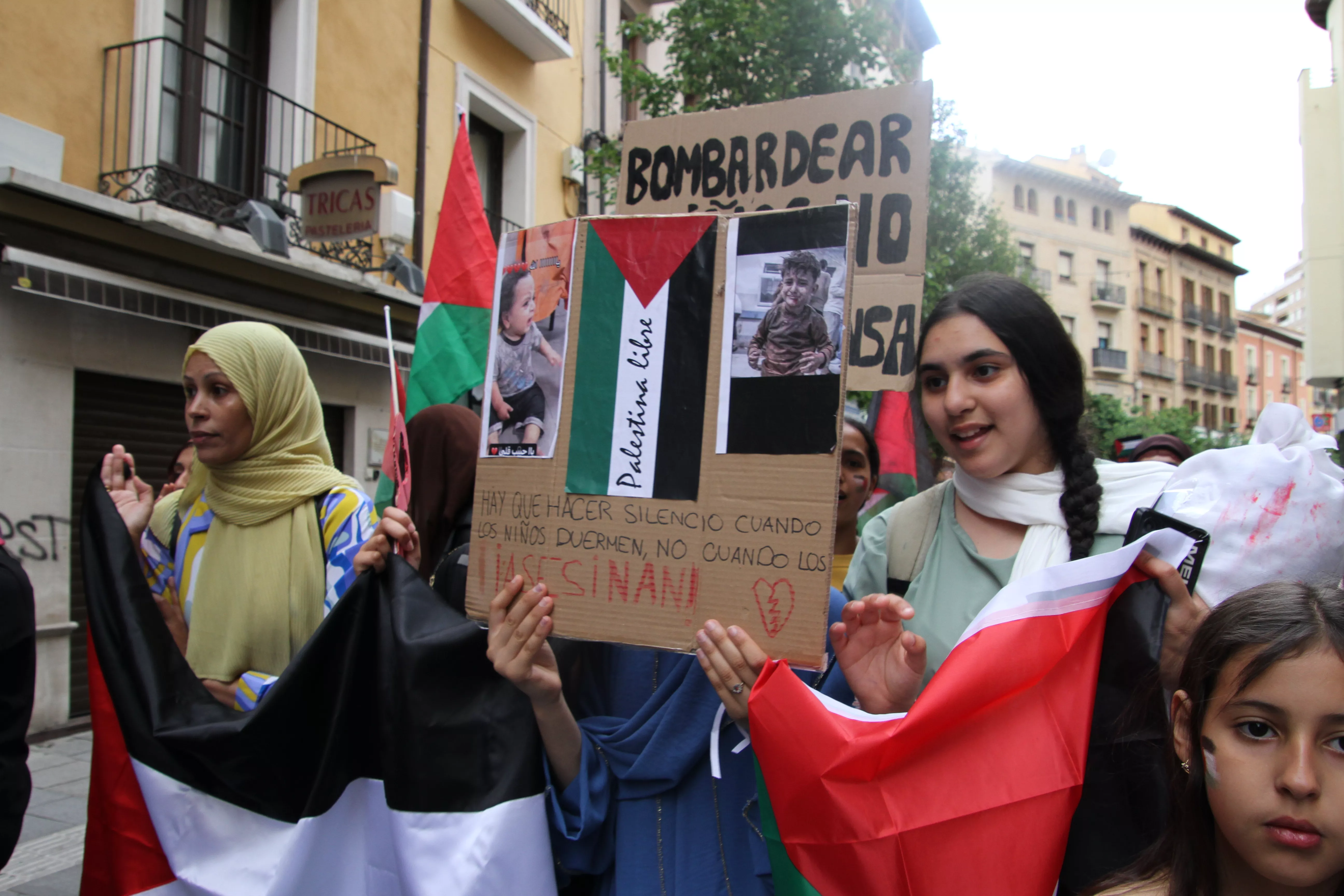 Manifestación en Huesca de apoyo a Palestina. Foto Carlos Neofato