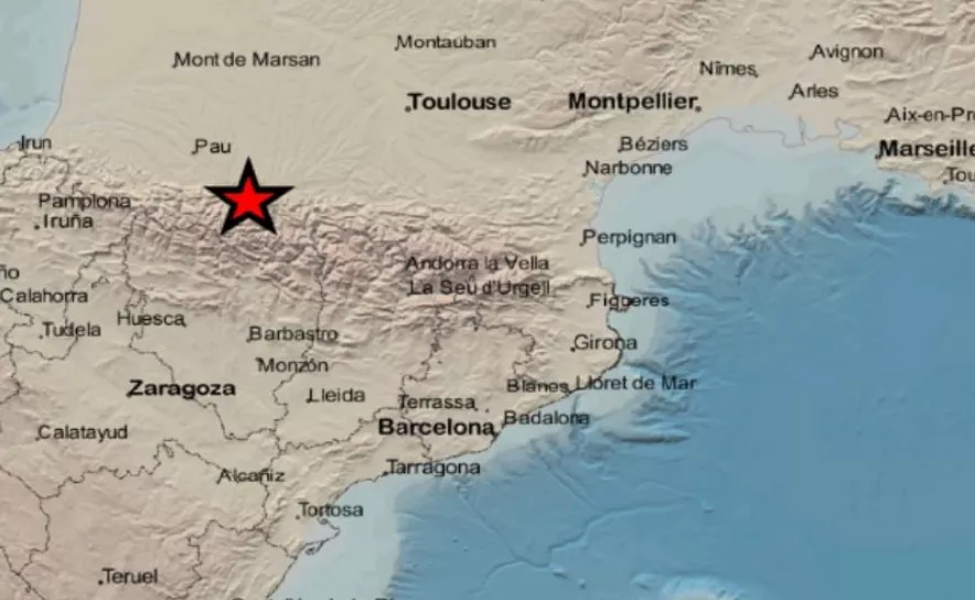 Imagen del epicentro del terremoto en la localidad francesa de Bagneres de Bigorre y que se ha percibido en Huesca.