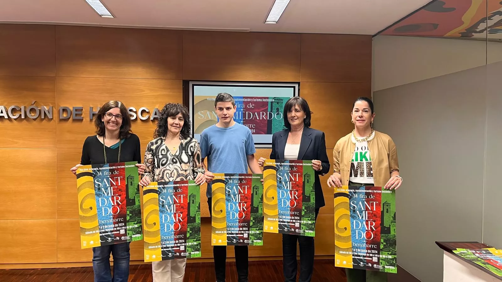 Participantes en la presentación de la Fira de Sant Medardo de Benabarre. Foto Mercedes Manterola