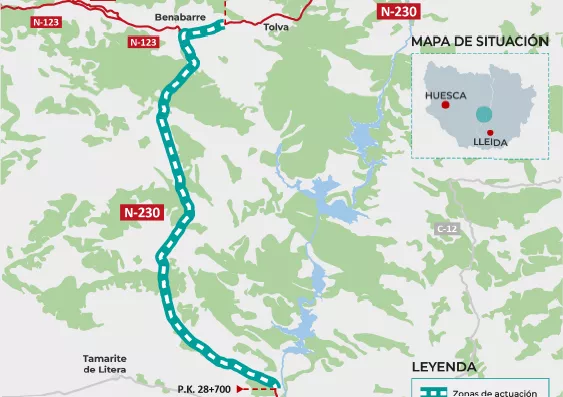 Adjudicado el proyecto para la carretera 2+1 en la N-230, entre Benabarre y Alfarrás.