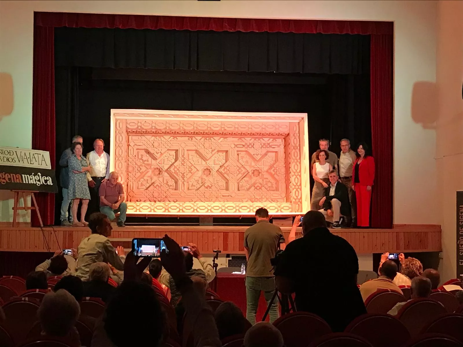 Presentación del alfarje en Almudévar este sábado.