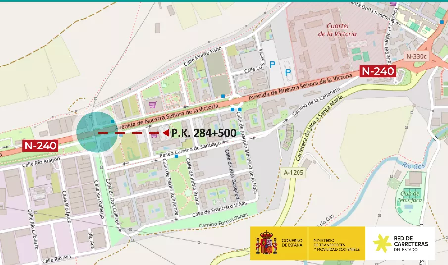 Localización del tramo donde se va a construir la glorieta en la avenida de la Victoria.
