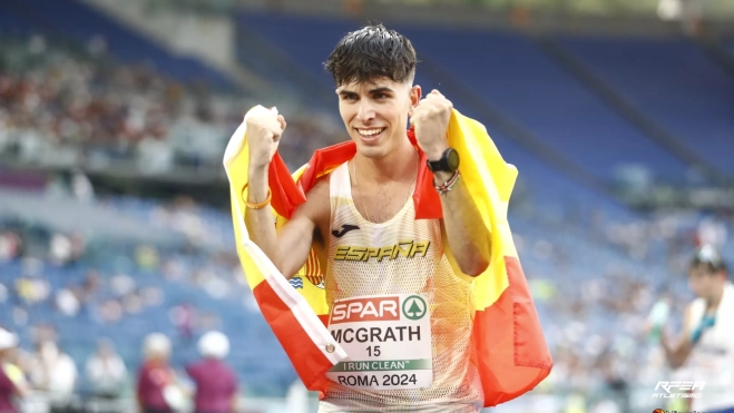 Paul Mcgrath tras conquistar el subcampeonato de Europa. Foto RFEA Paul Mcgrath tras conquistar el subcampeonato de Europa. Foto RFEA